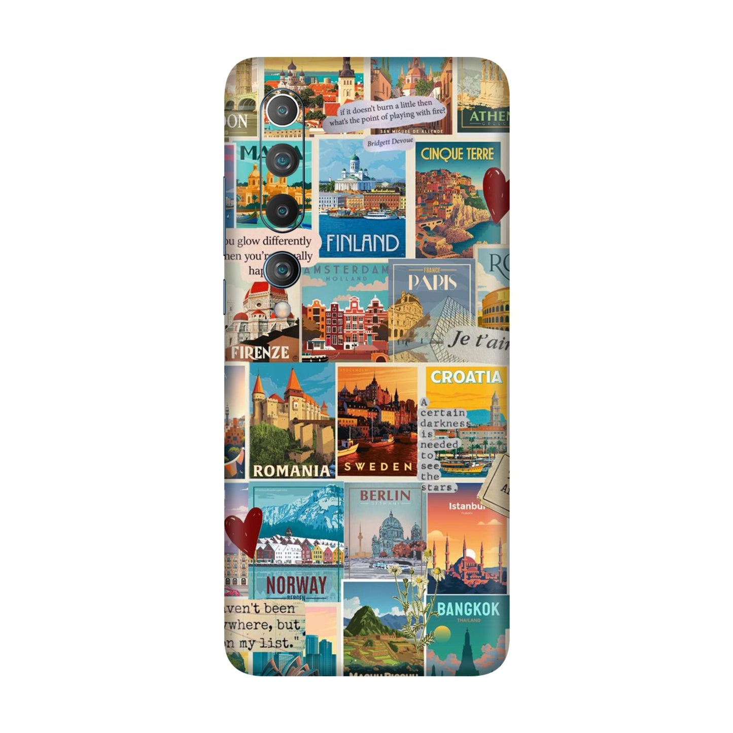 Vintage Travel Sticker Bomb Mobile Skin For Mi 10 5g
