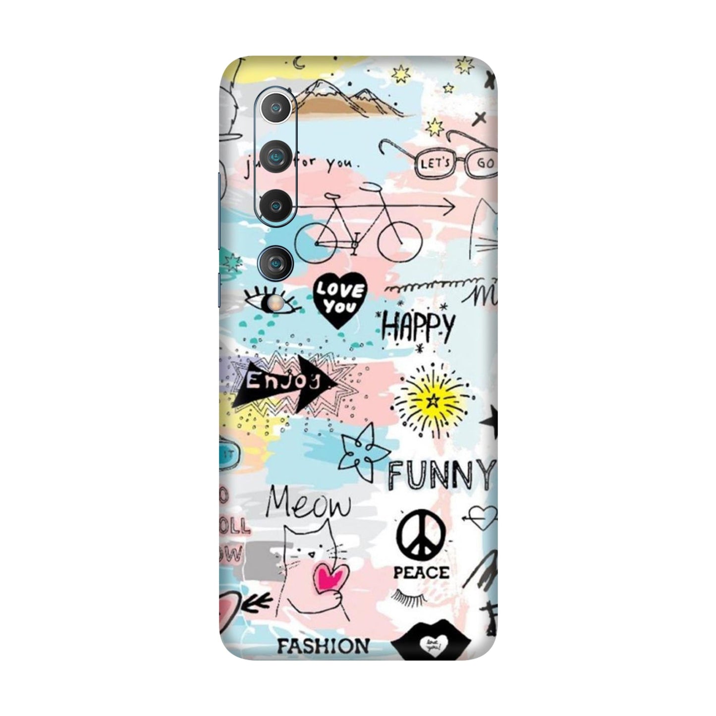Cat Doodles Pastel Mobile Skin For Mi 10 5g