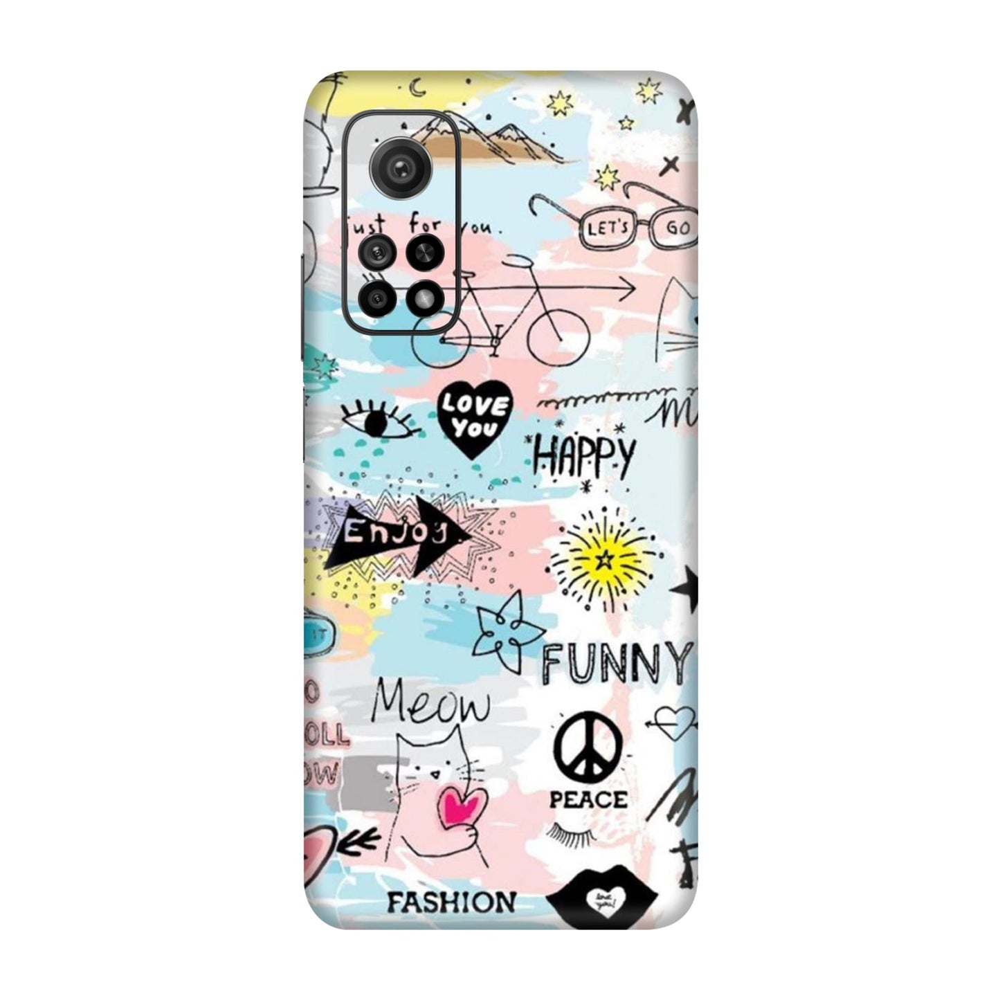 Cat Doodles Pastel Mobile Skin For Mi 10T 5g