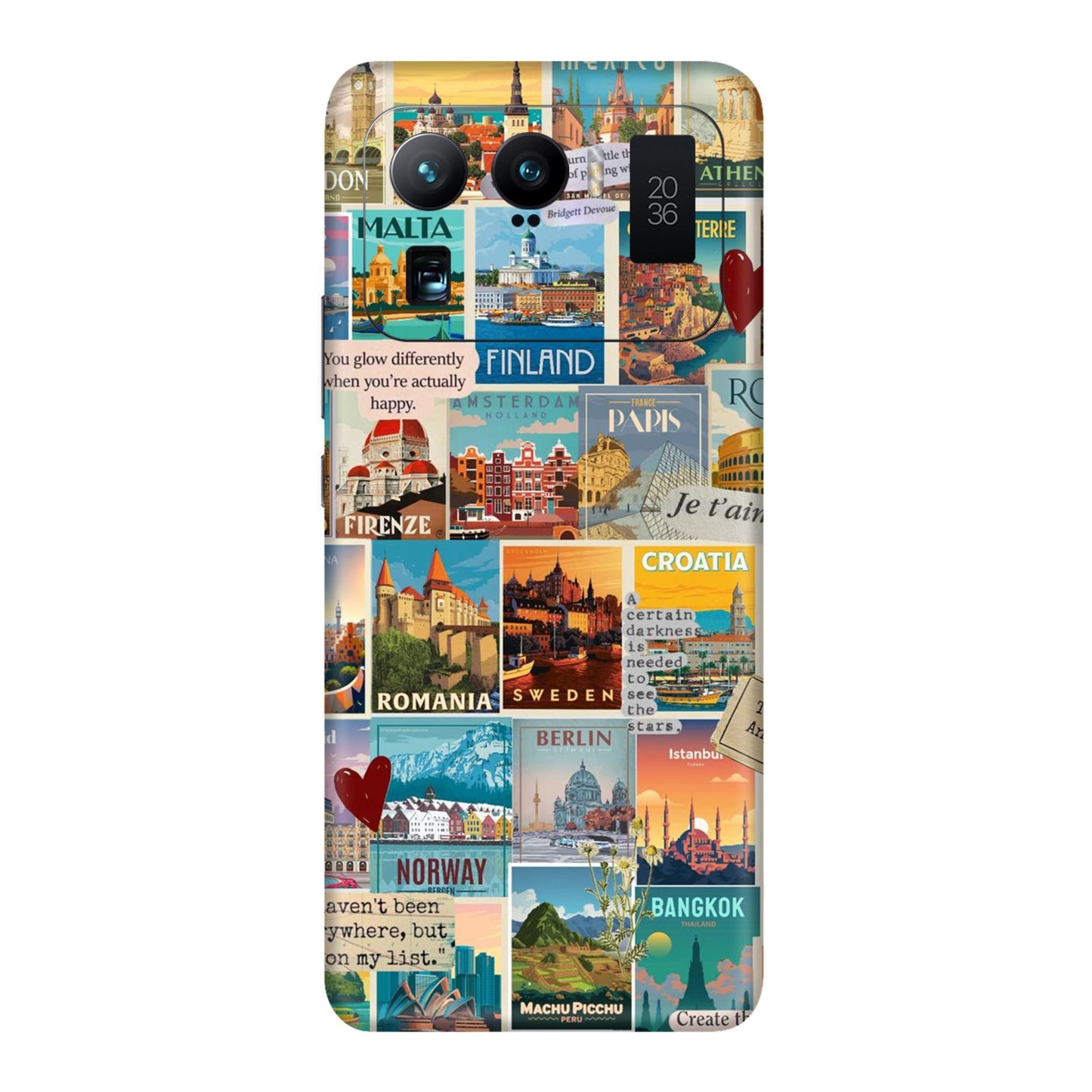 Vintage Travel Sticker Bomb Mobile Skin For Mi 11 Ultra
