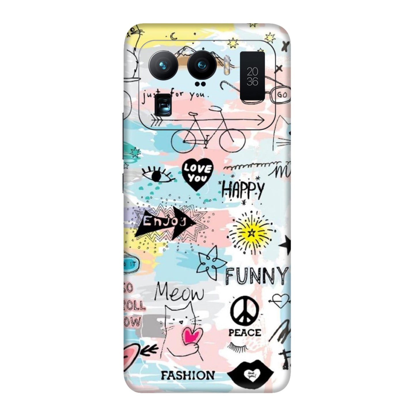 Cat Doodles Pastel Mobile Skin For Mi 11 Ultra