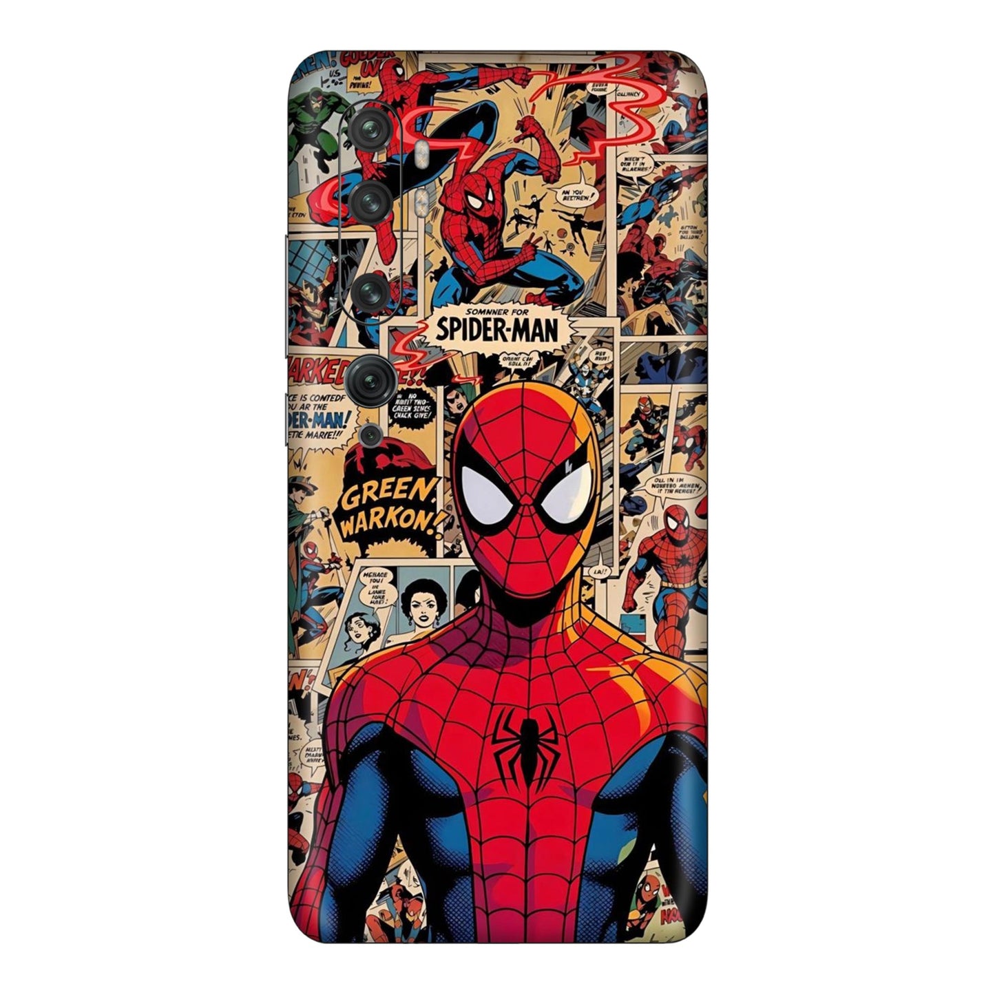 Vintage Comic Panel Spider Man Mobile Skin For Mi Note 10