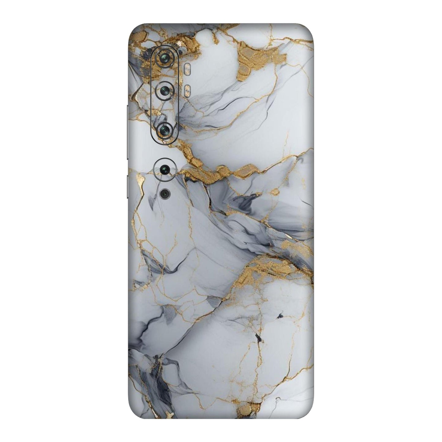 White Gold Luxury Marble Mobile Skin For Mi Note 10 Pro