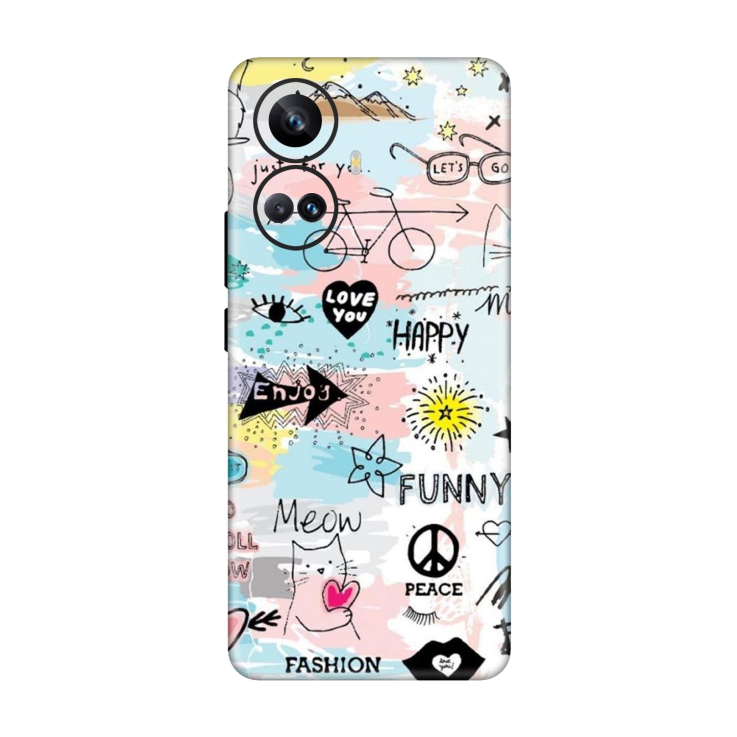 Cat Doodles Pastel Mobile Skin For Realme 10 Pro Plus 5g