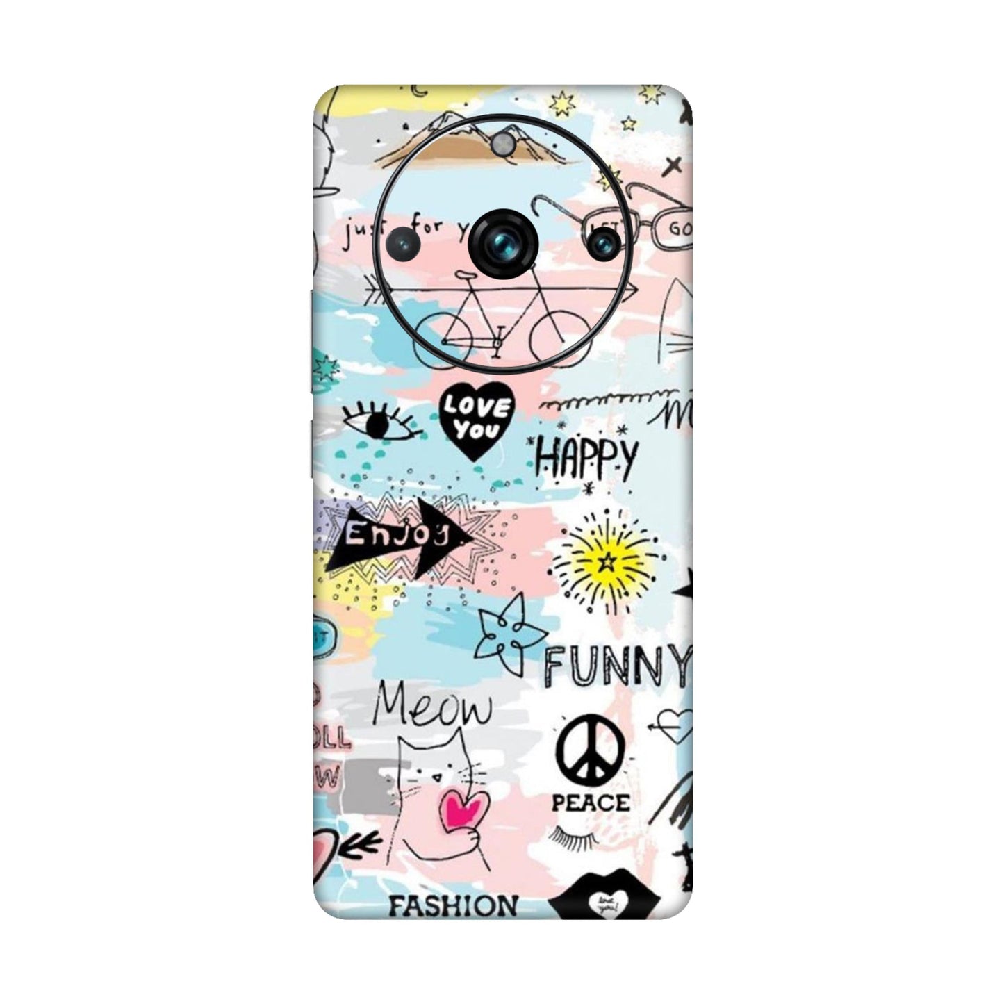 Cat Doodles Pastel Mobile Skin For Realme 11 Pro