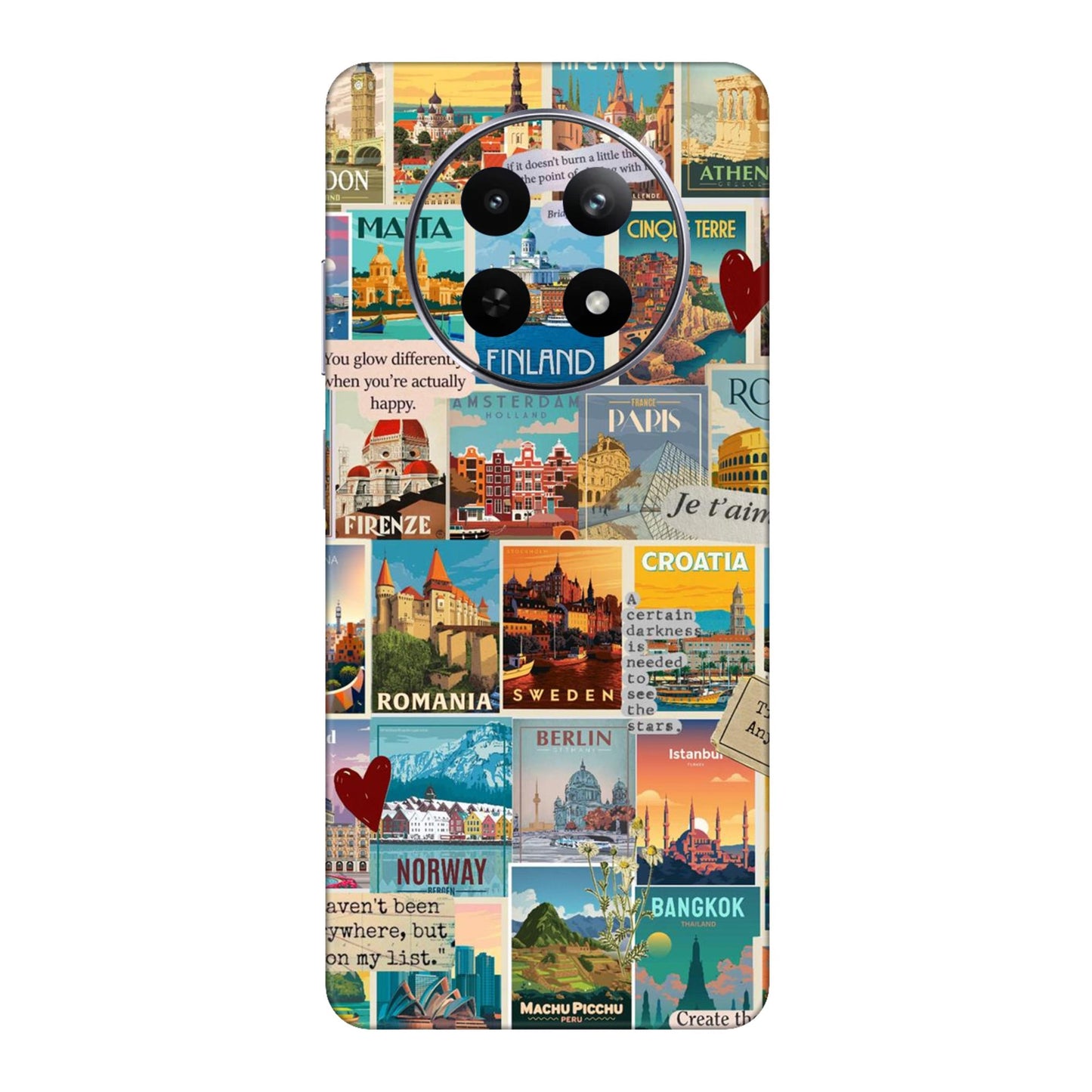 Vintage Travel Sticker Bomb Mobile Skin For Realme 12 5g