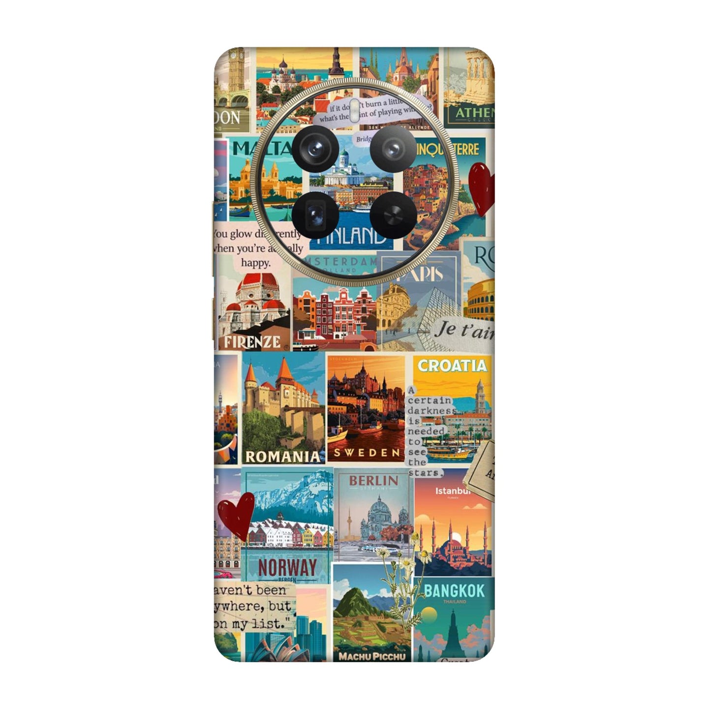 Vintage Travel Sticker Bomb Mobile Skin For Realme 12 Pro Plus 5g