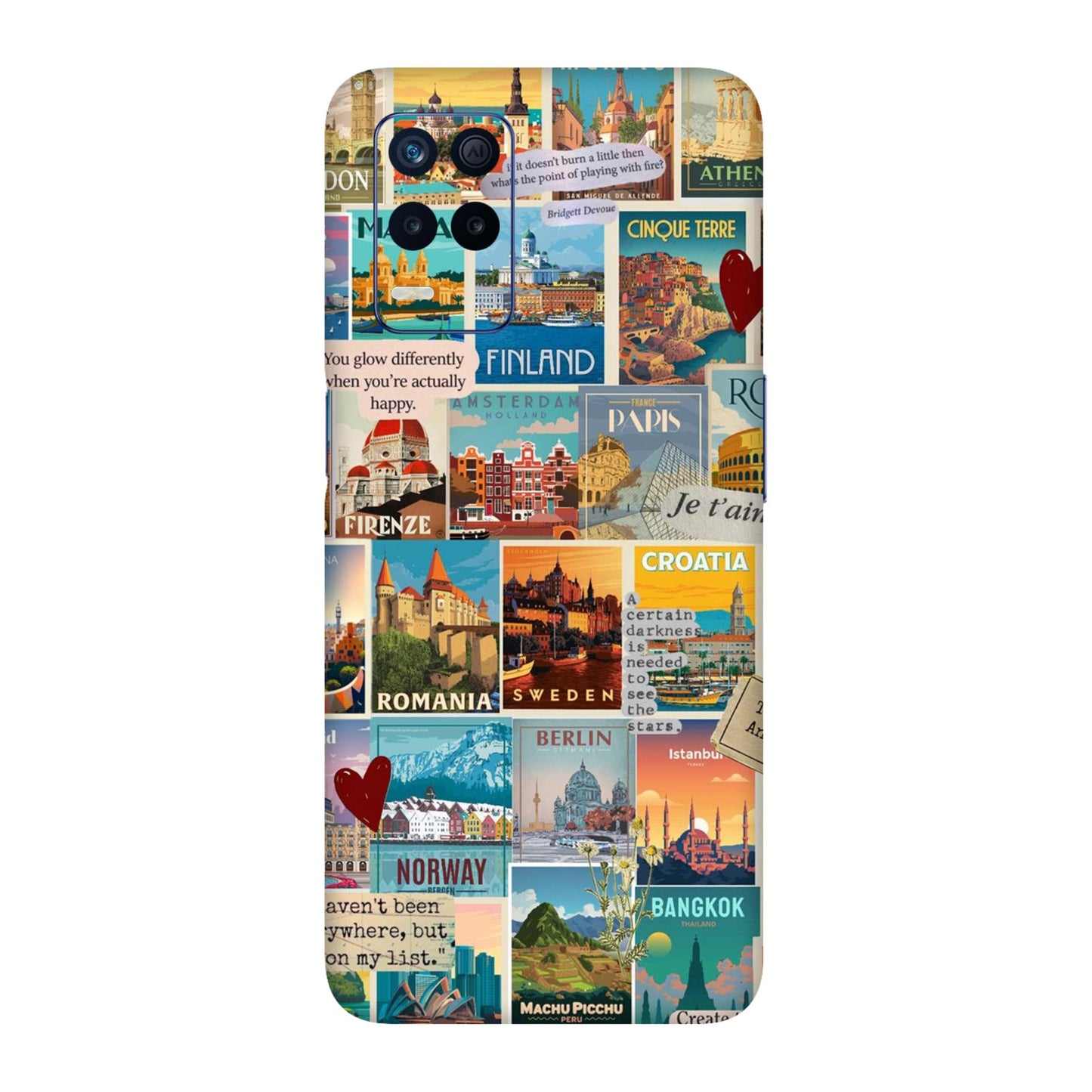 Vintage Travel Sticker Bomb Mobile Skin For Realme 8s 5g