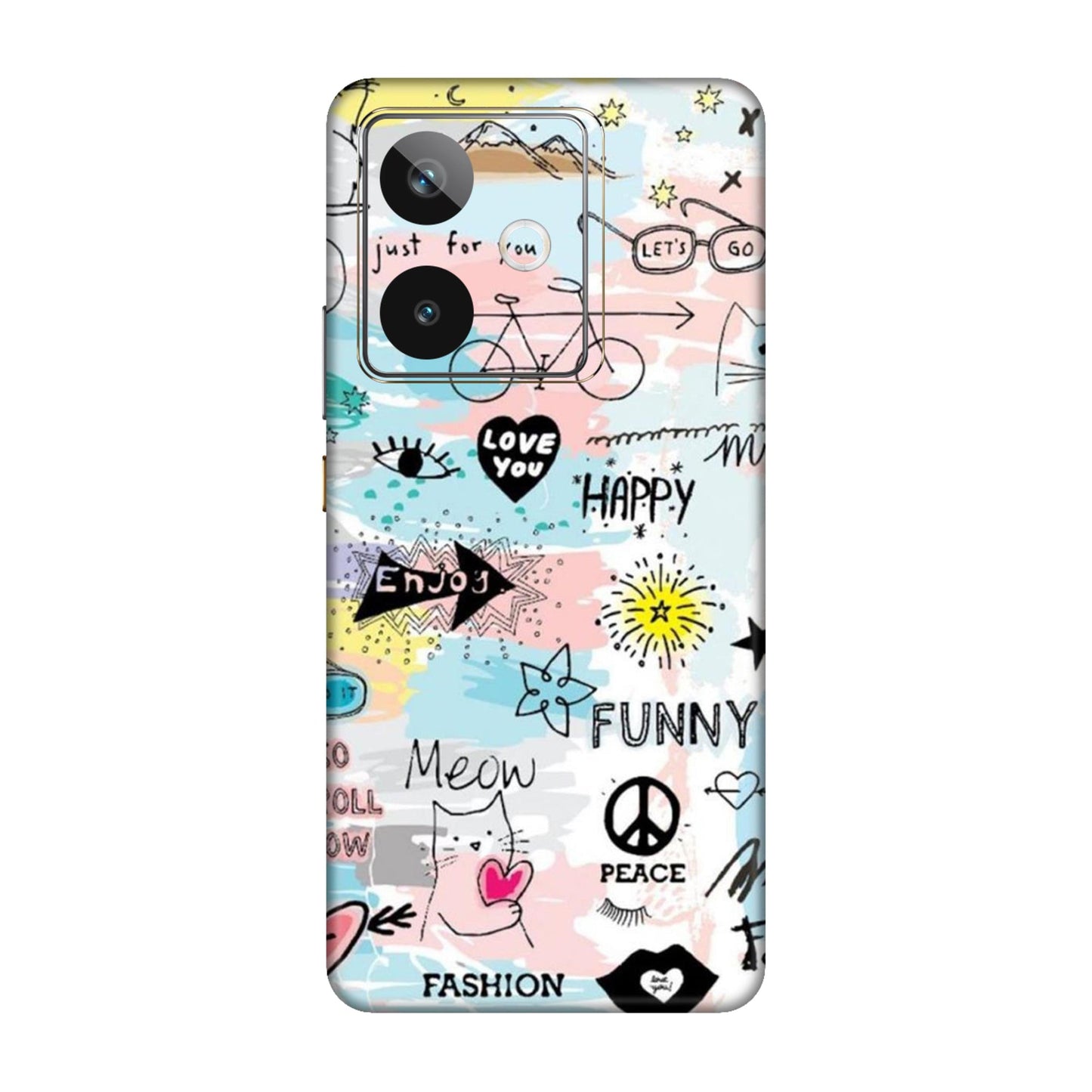 Cat Doodles Pastel Mobile Skin For Realme GT 7T 5g