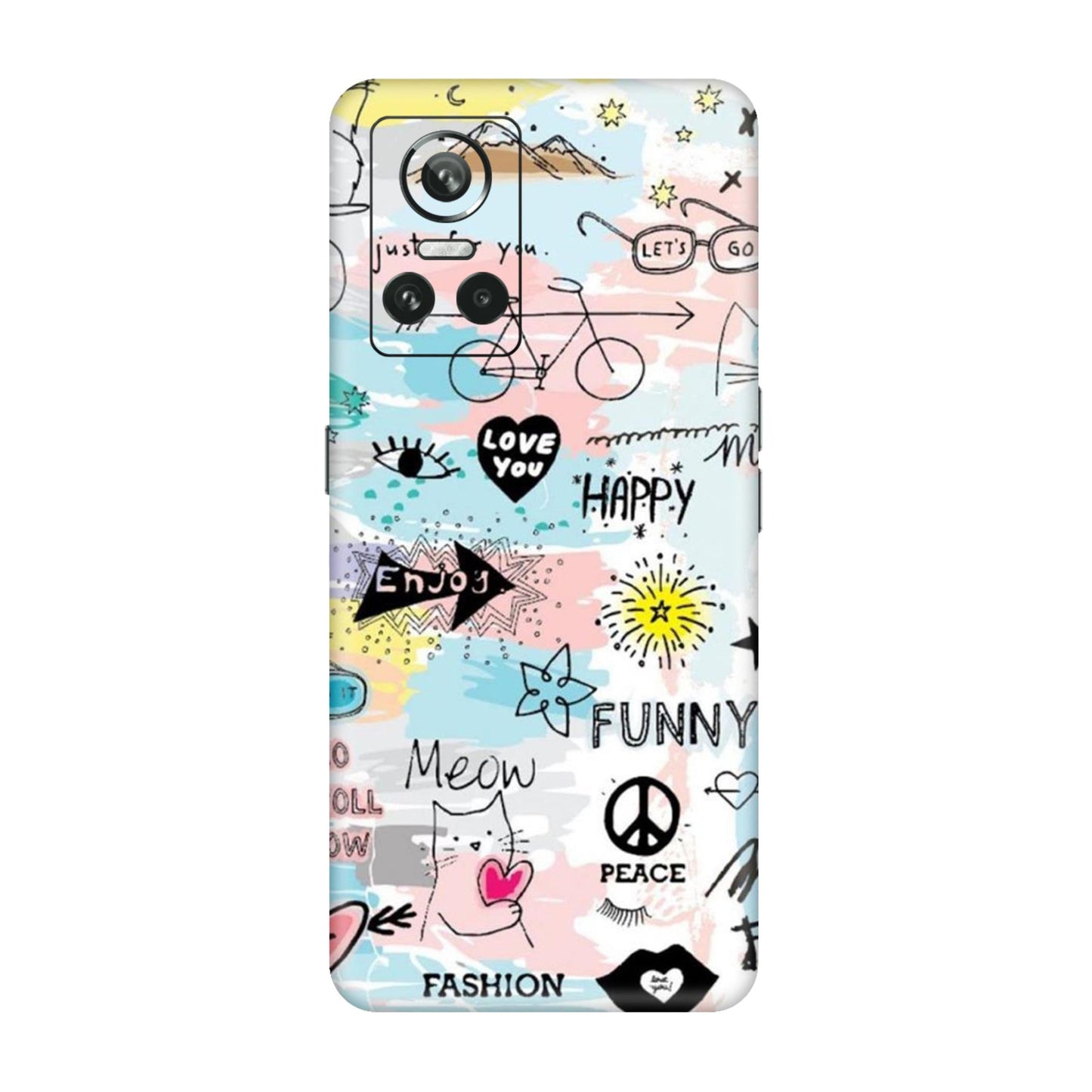 Cat Doodles Pastel Mobile Skin For Realme GT Neo 3 5g