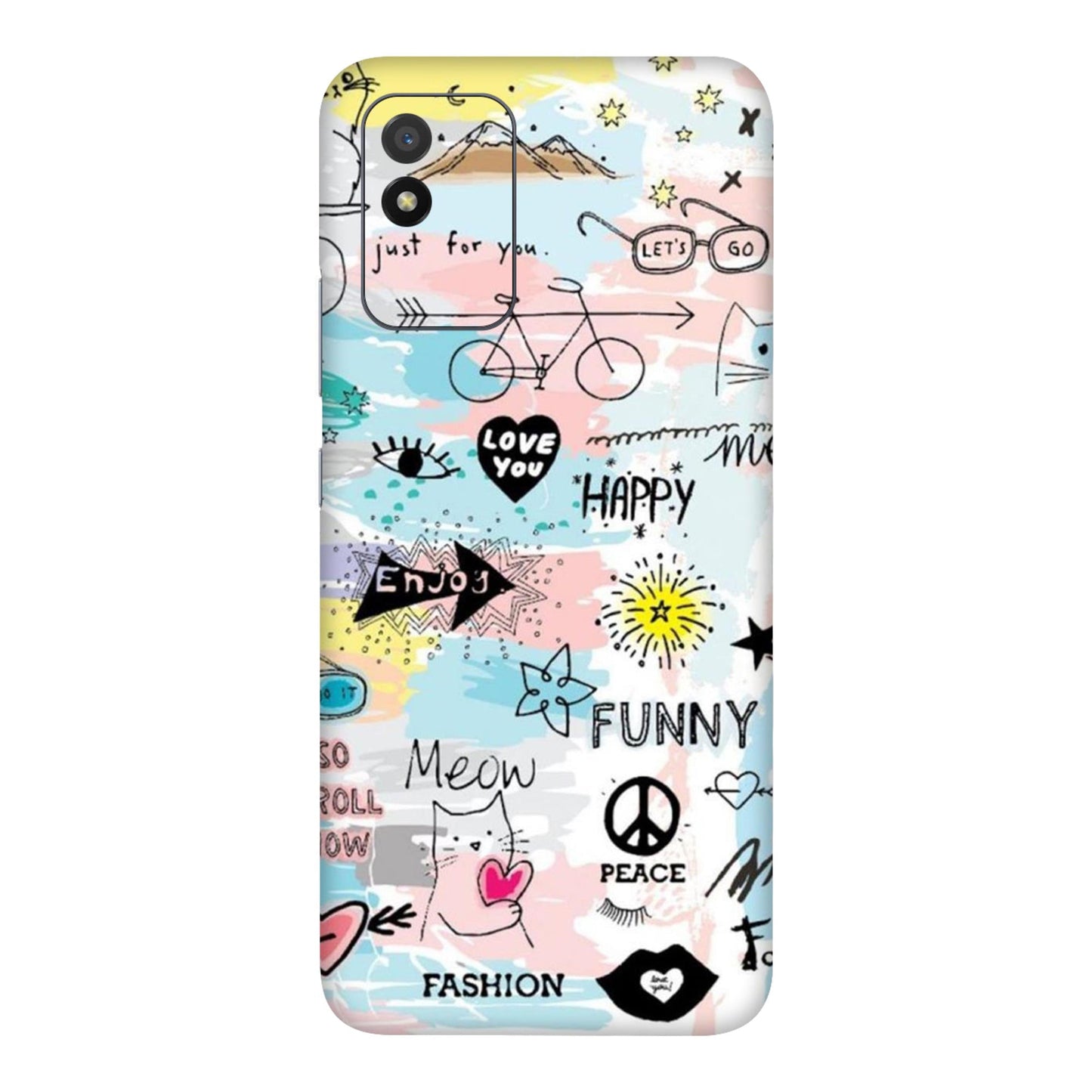 Cat Doodles Pastel Mobile Skin For Realme Narzo 50i