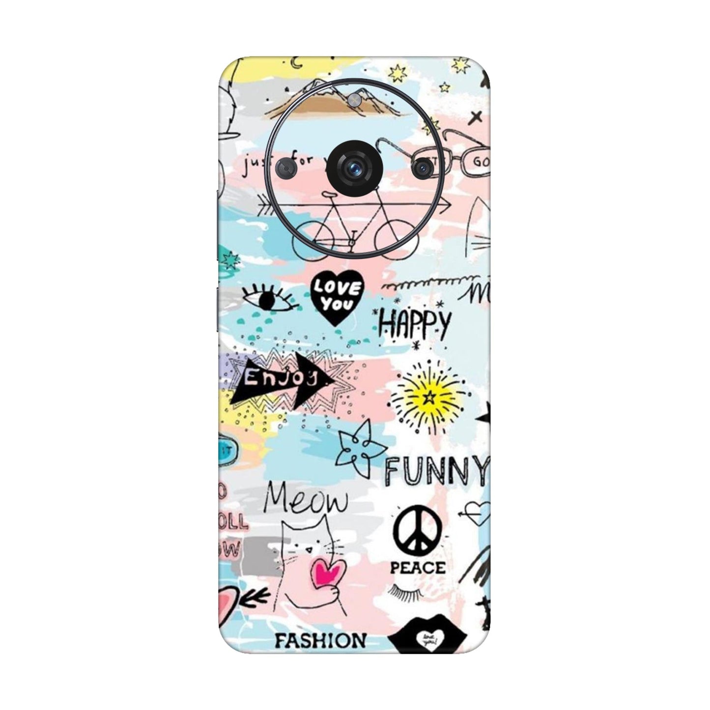 Cat Doodles Pastel Mobile Skin For Realme Narzo 60 5g