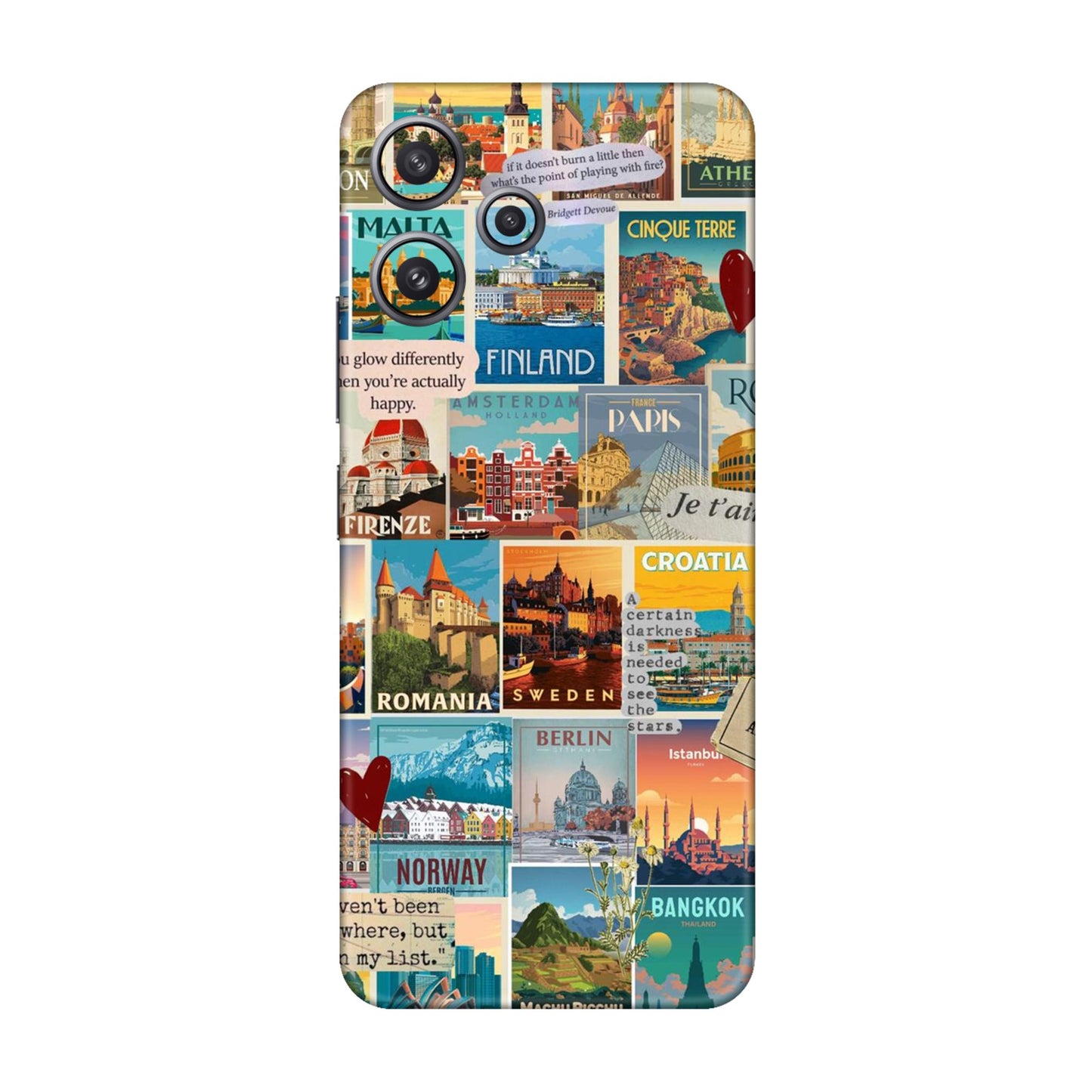 Vintage Travel Sticker Bomb Mobile Skin For Redmi 12 5g