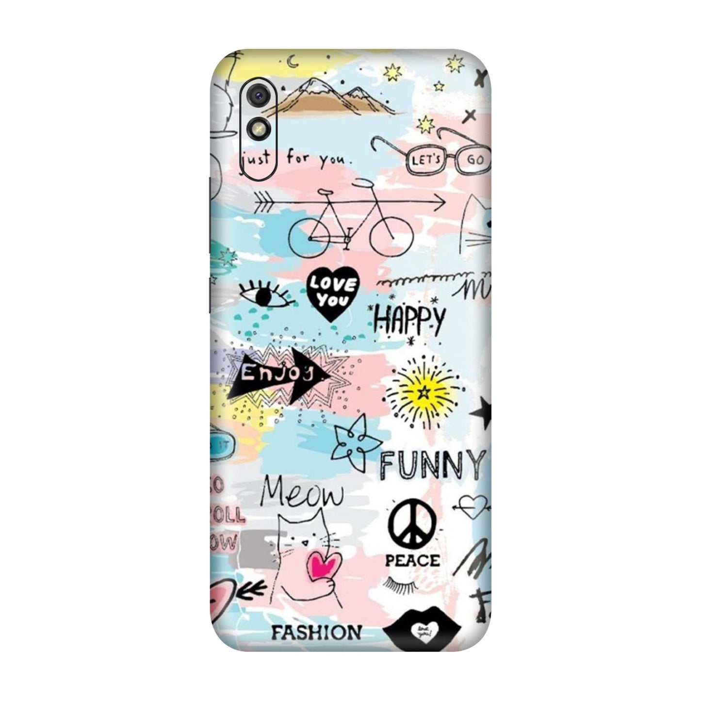 Cat Doodles Pastel Mobile Skin For Redmi 9A