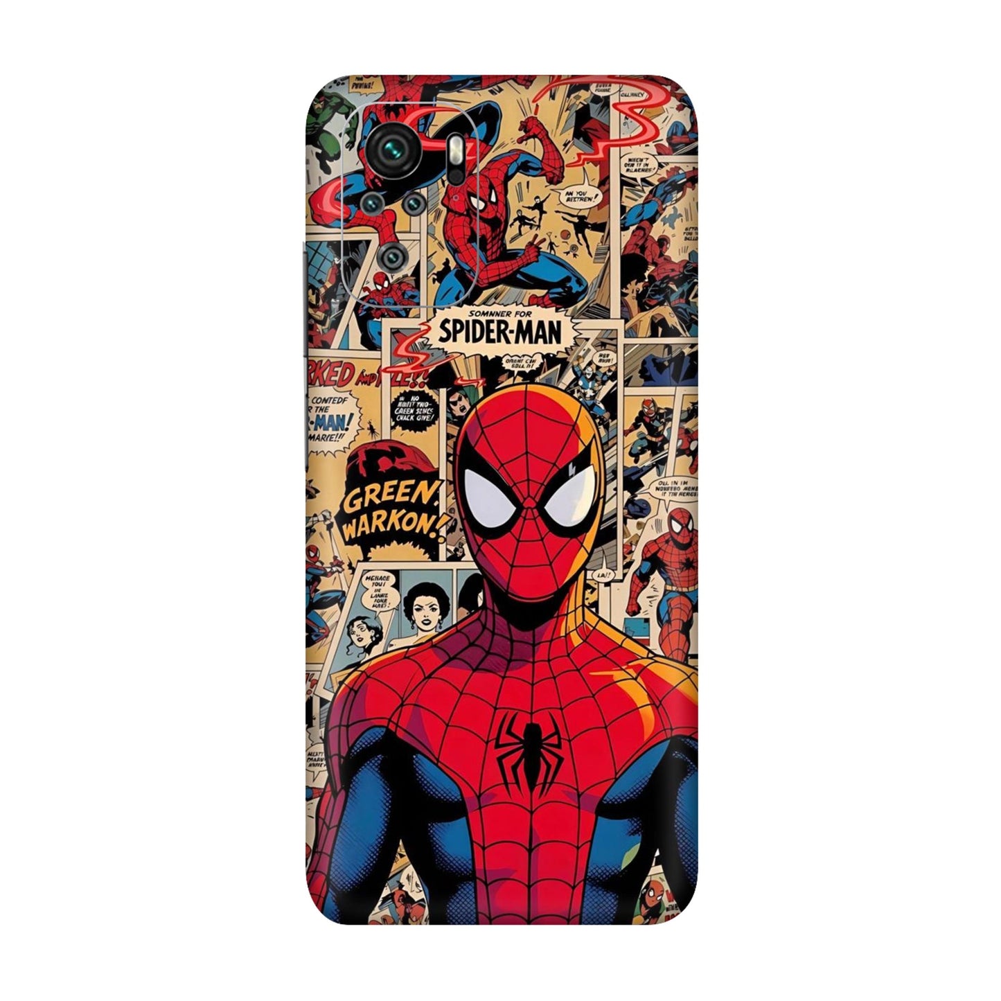 Vintage Comic Panel Spider Man Mobile Skin For Redmi Note 10