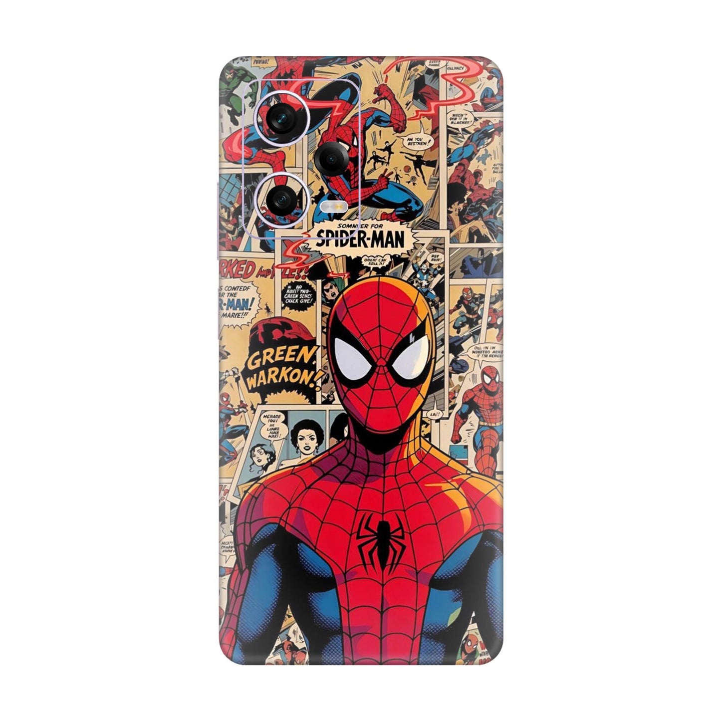 Vintage Comic Panel Spider Man Mobile Skin For Redmi Note 12 Pro 5g