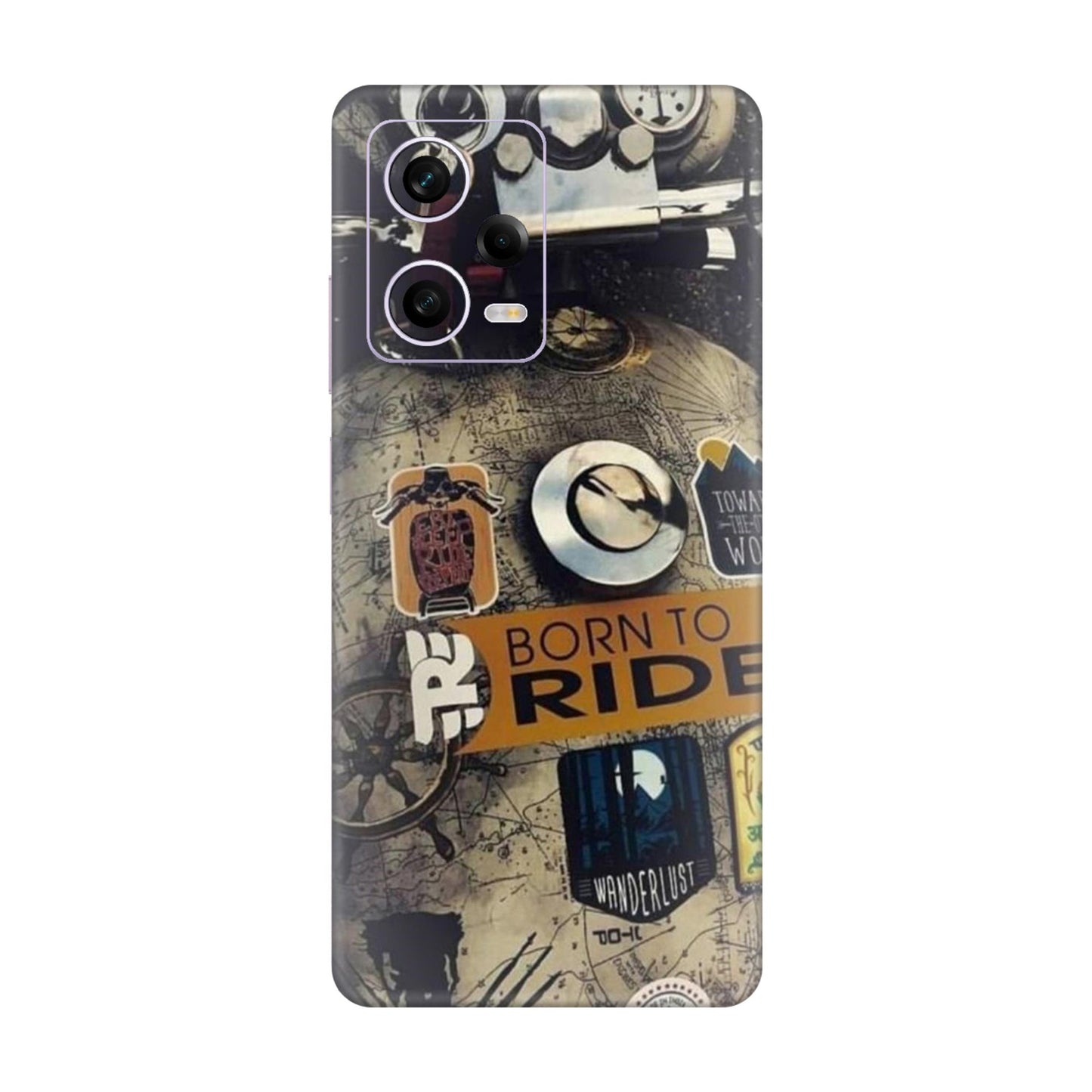 Born to Ride World Map Mobile Skin For Redmi Note 12 Pro 5g