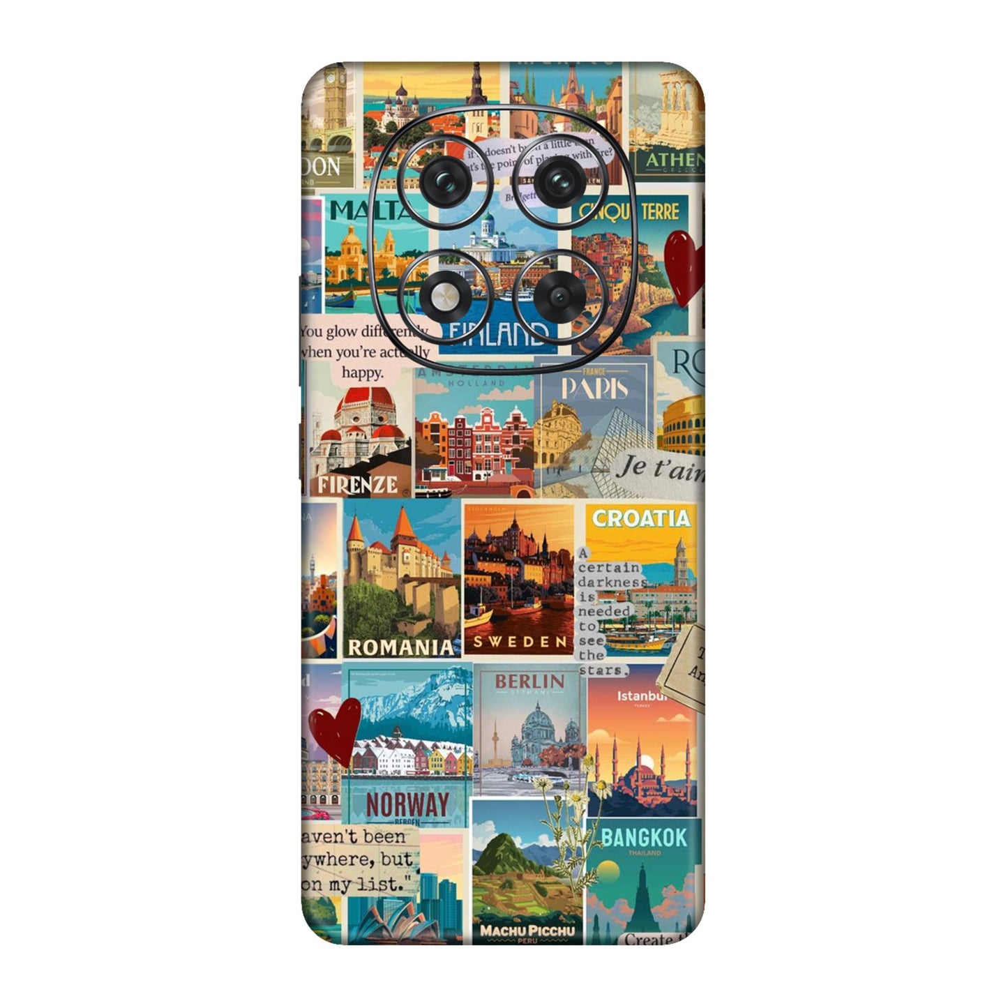 Vintage Travel Sticker Bomb Mobile Skin For Redmi Note 14 Pro 5g