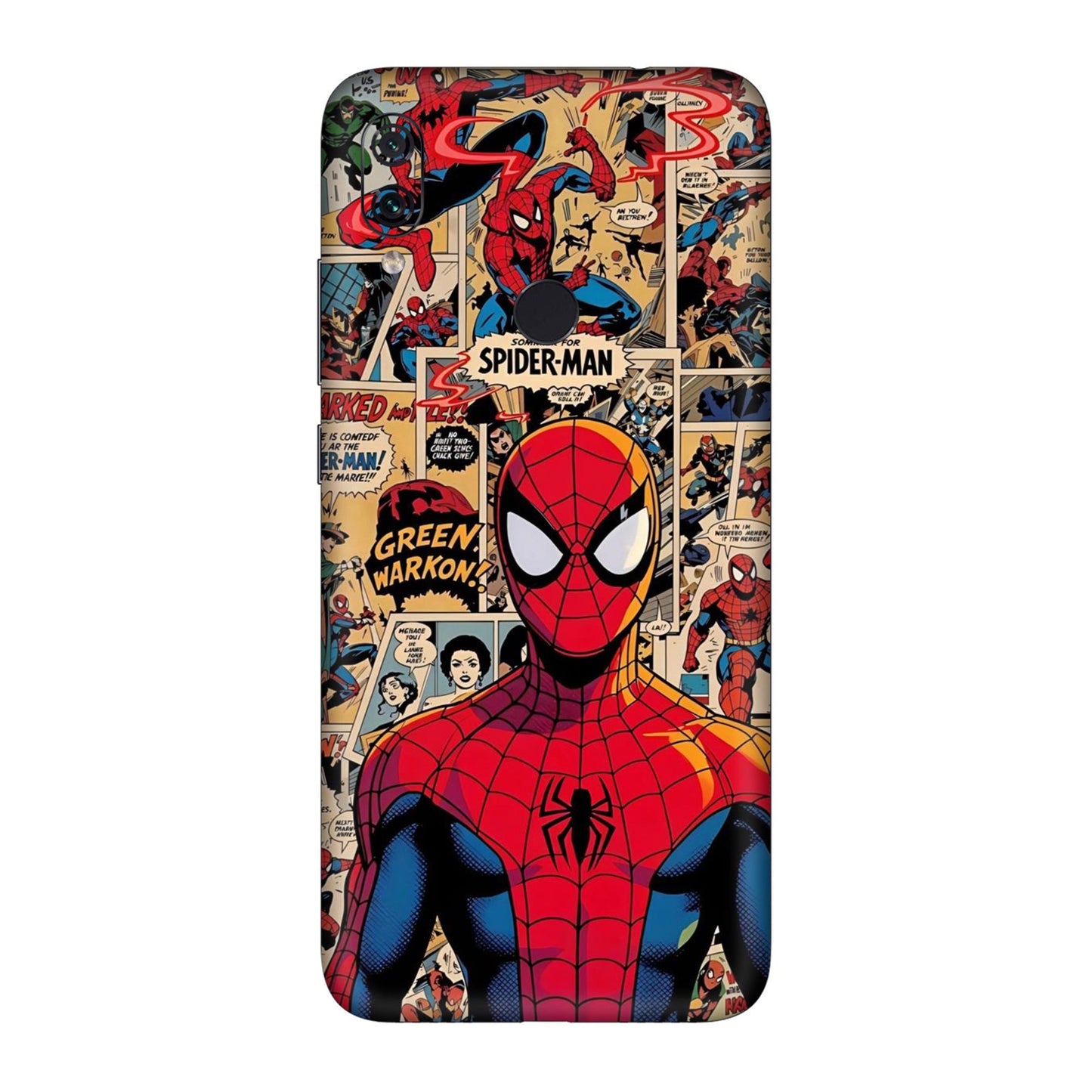 Vintage Comic Panel Spider Man Mobile Skin For Redmi Note 7