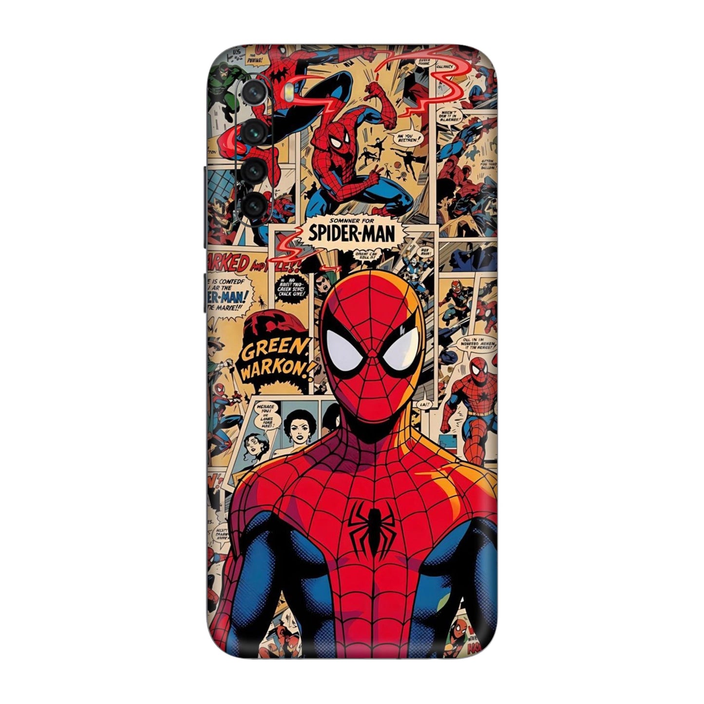 Vintage Comic Panel Spider Man Mobile Skin For Redmi Note 8