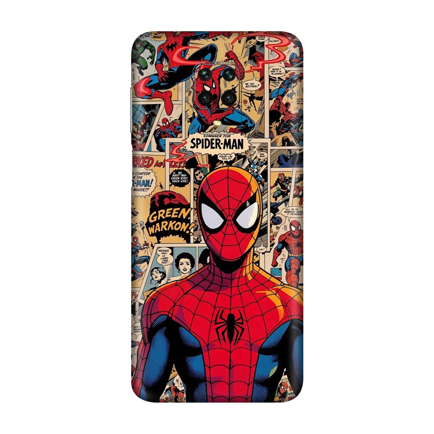 Vintage Comic Panel Spider Man Mobile Skin For Redmi Note 9s