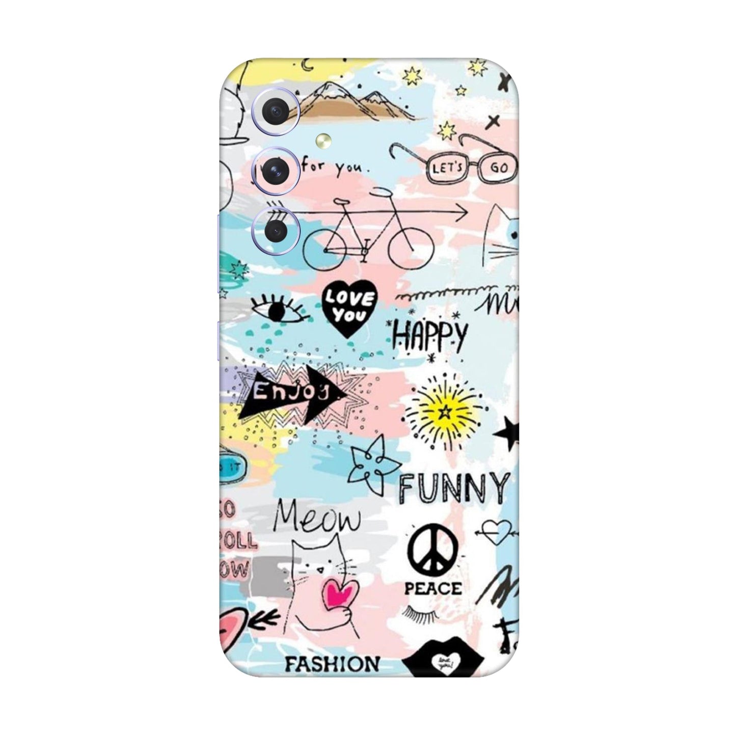 Cat Doodles Pastel Mobile Skin For Samsung Galaxy A54 5g