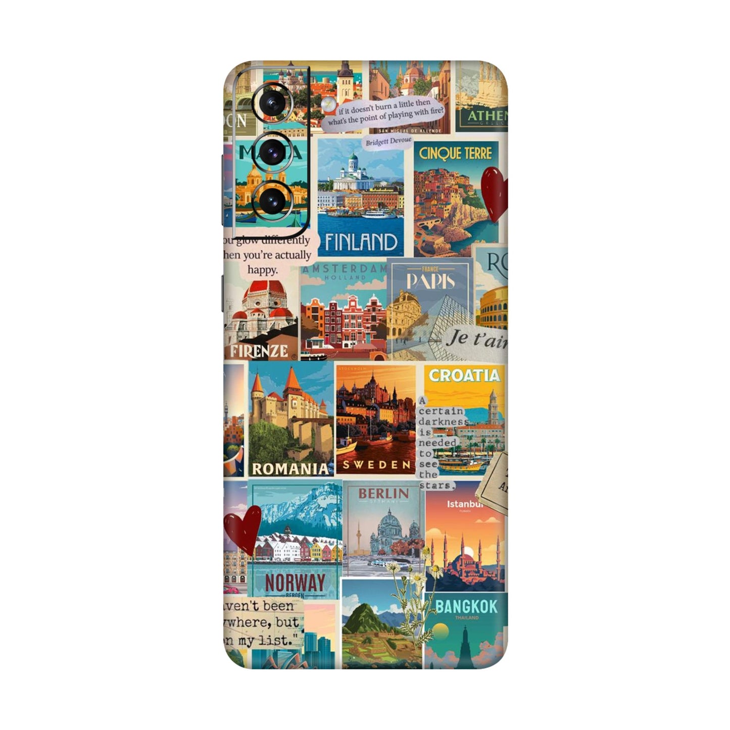 Vintage Travel Sticker Bomb Mobile Skin For Samsung Galaxy S21 5g