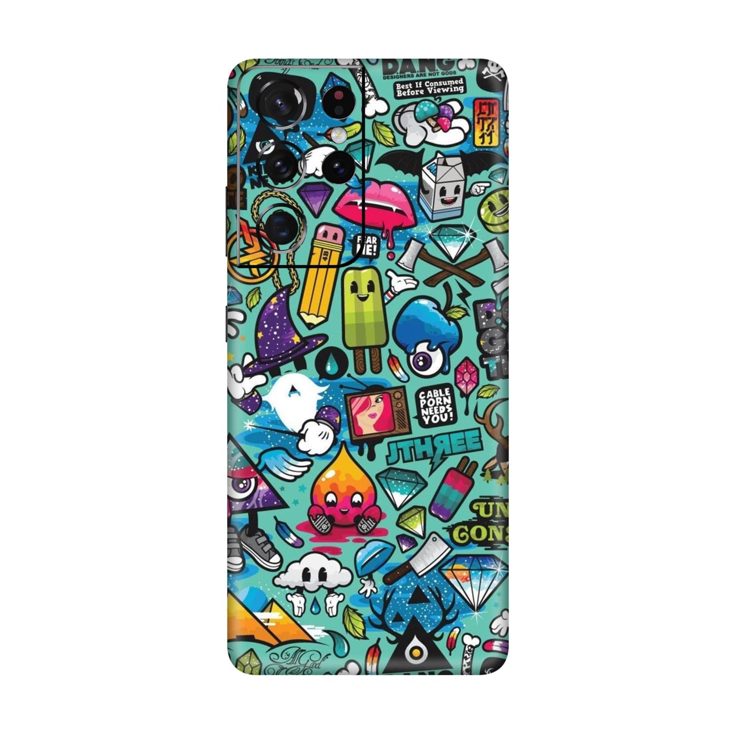 Graffiti Chaos Sticker Bomb Mobile Skin For Samsung Galaxy S21 Ultra 5g