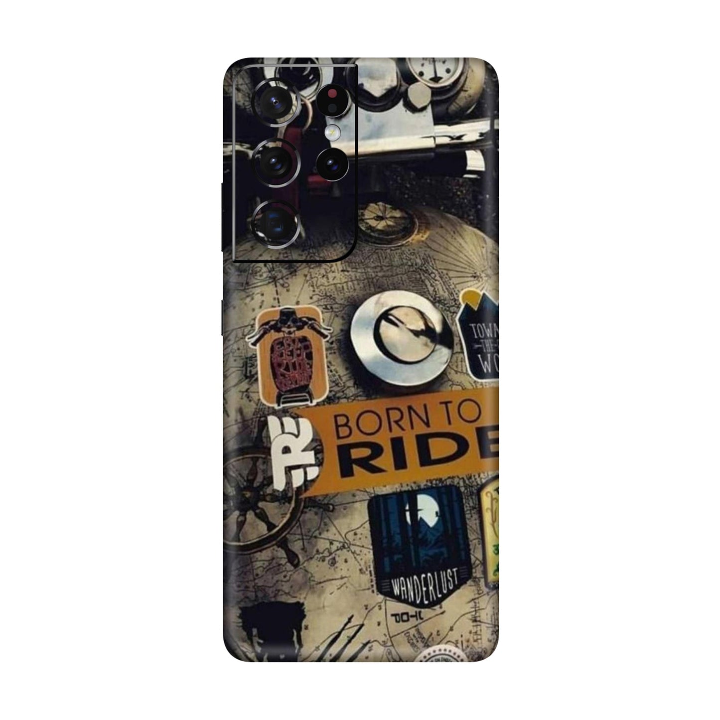 Born to Ride World Map Mobile Skin For Samsung Galaxy S21 Ultra 5g