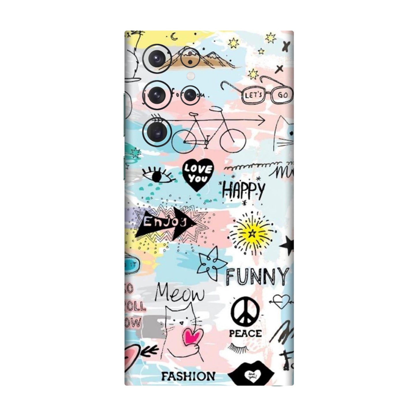 Cat Doodles Pastel Mobile Skin For Samsung Galaxy S22 Ultra