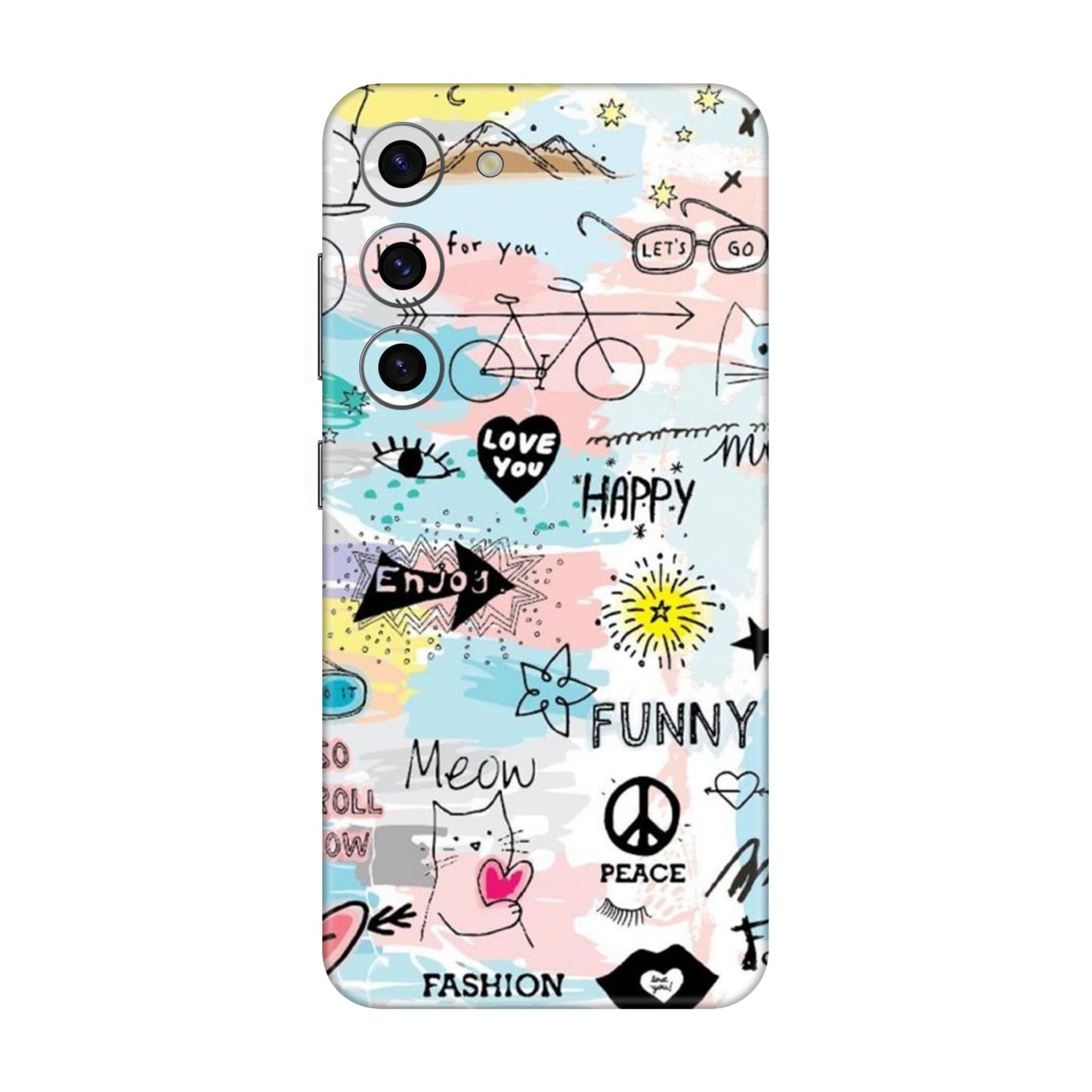 Cat Doodles Pastel Mobile Skin For Samsung Galaxy S23 5g