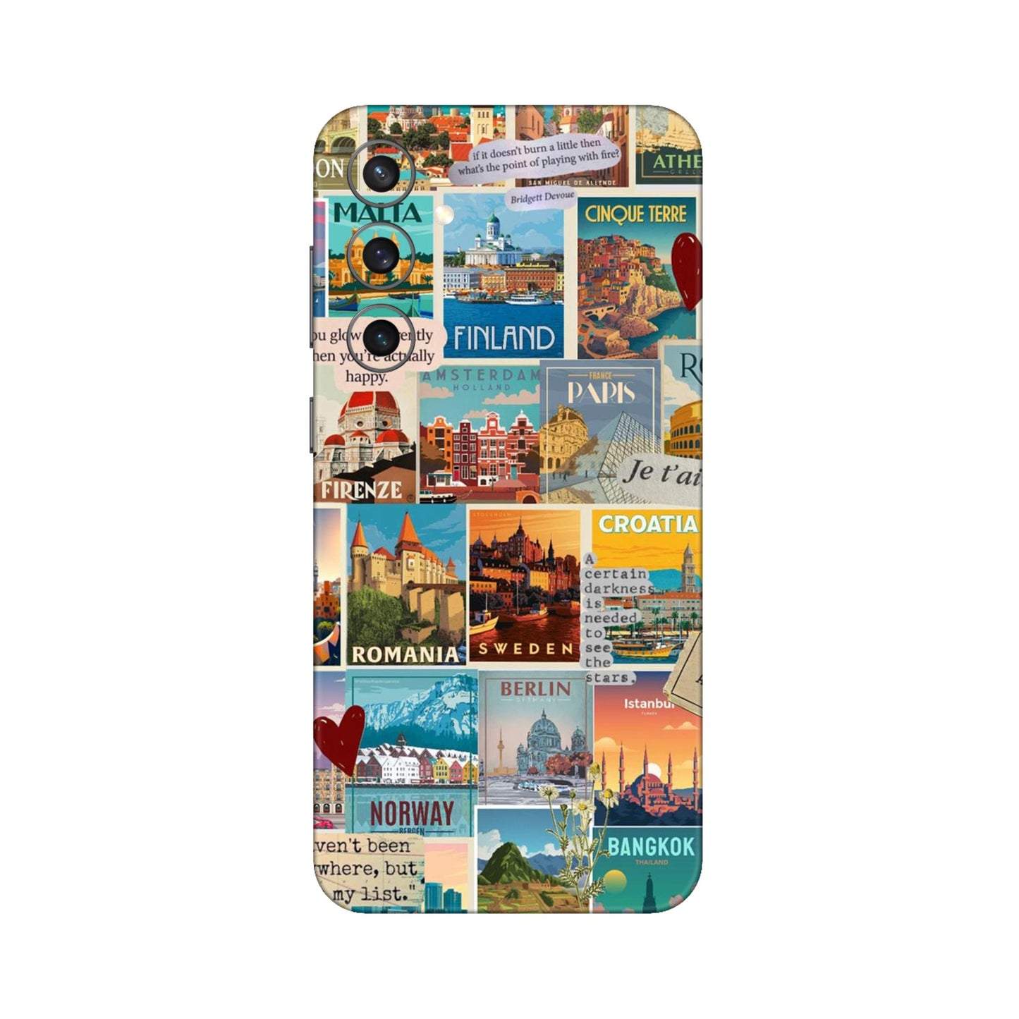 Vintage Travel Sticker Bomb Mobile Skin For Samsung Galaxy S23 Fe 5g