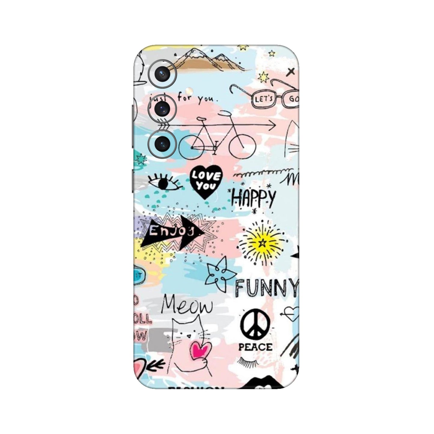 Cat Doodles Pastel Mobile Skin For Samsung Galaxy S23 Fe 5g