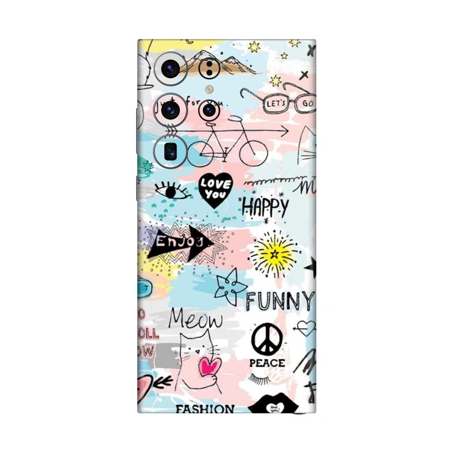 Cat Doodles Pastel Mobile Skin For Samsung Galaxy S23 Ultra 5g