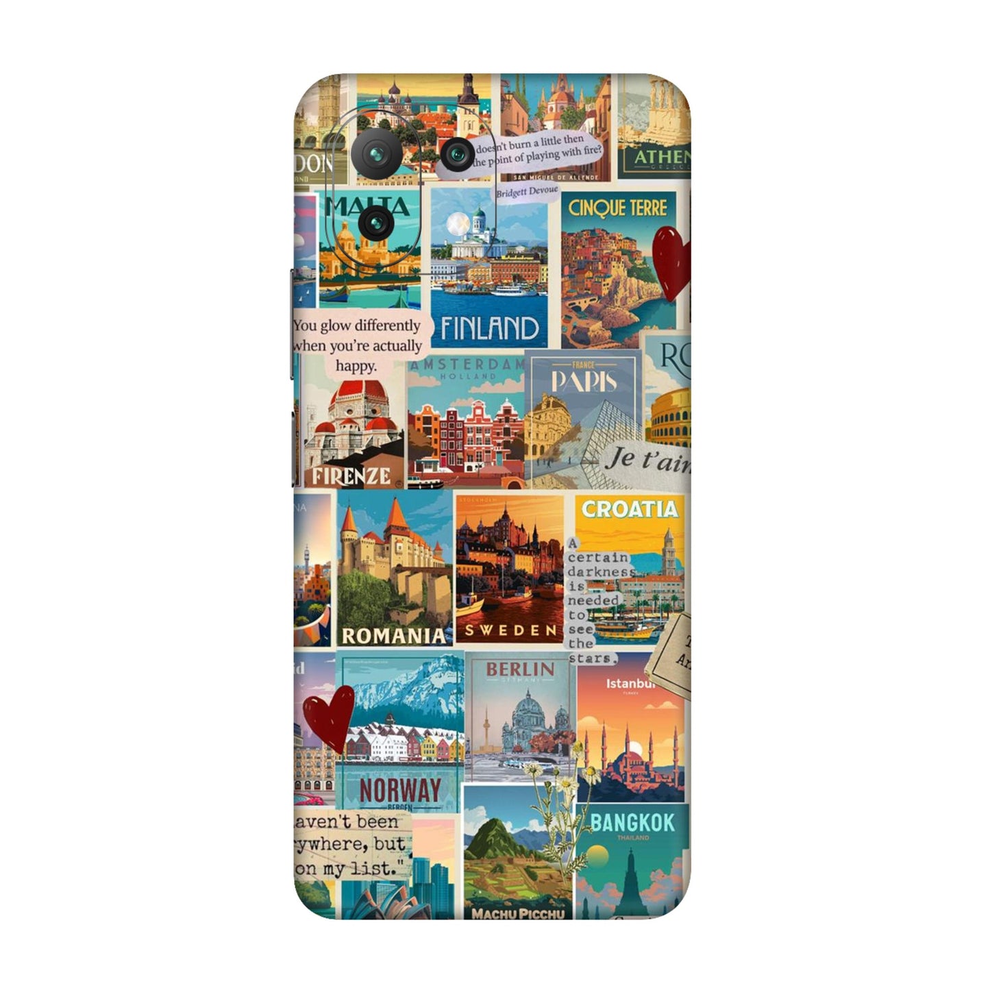 Vintage Travel Sticker Bomb Mobile Skin For Xiaomi 11 Lite NE 5g