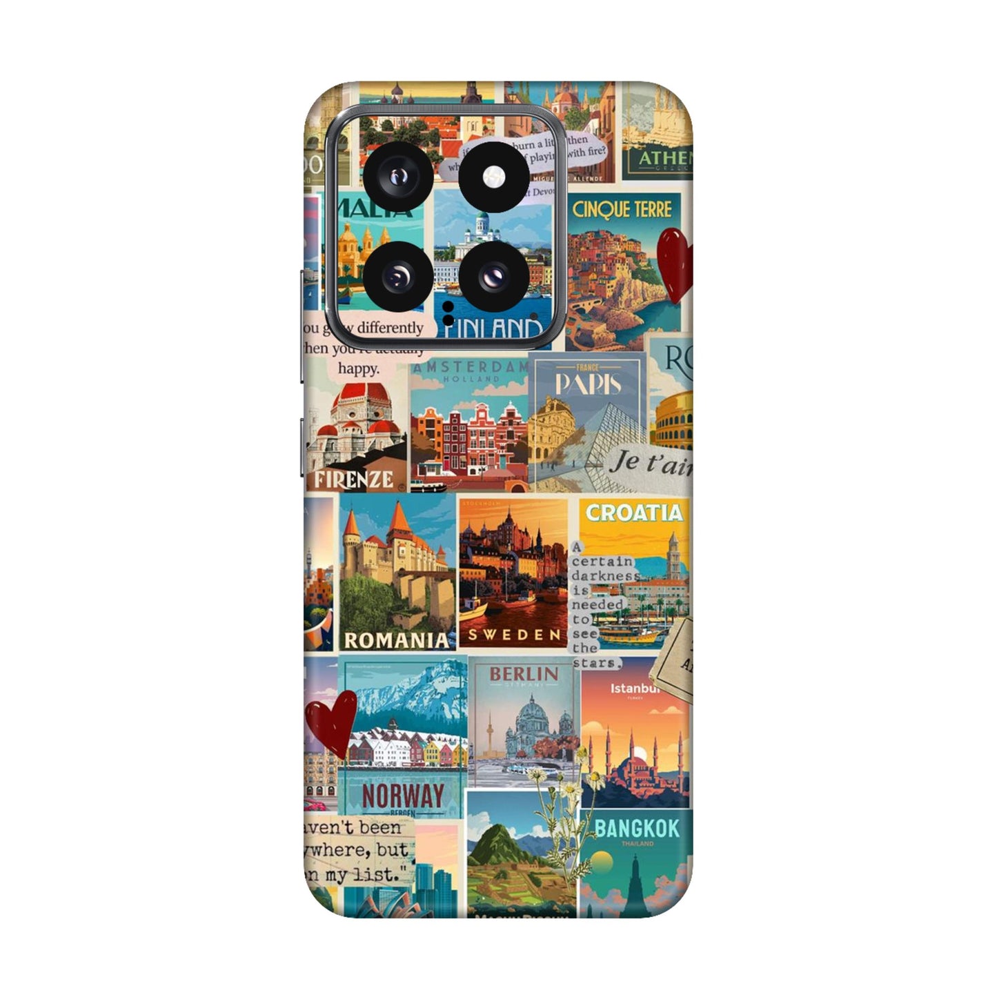 Vintage Travel Sticker Bomb Mobile Skin For Xiaomi 14 5g