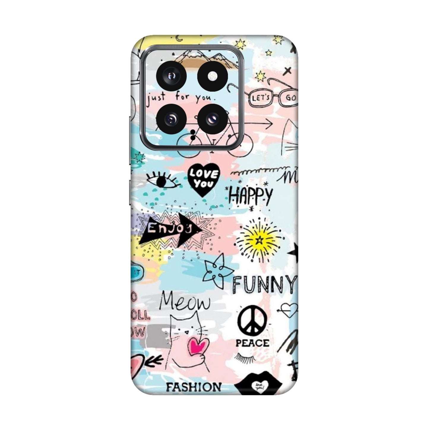 Cat Doodles Pastel Mobile Skin For Xiaomi 14 5g