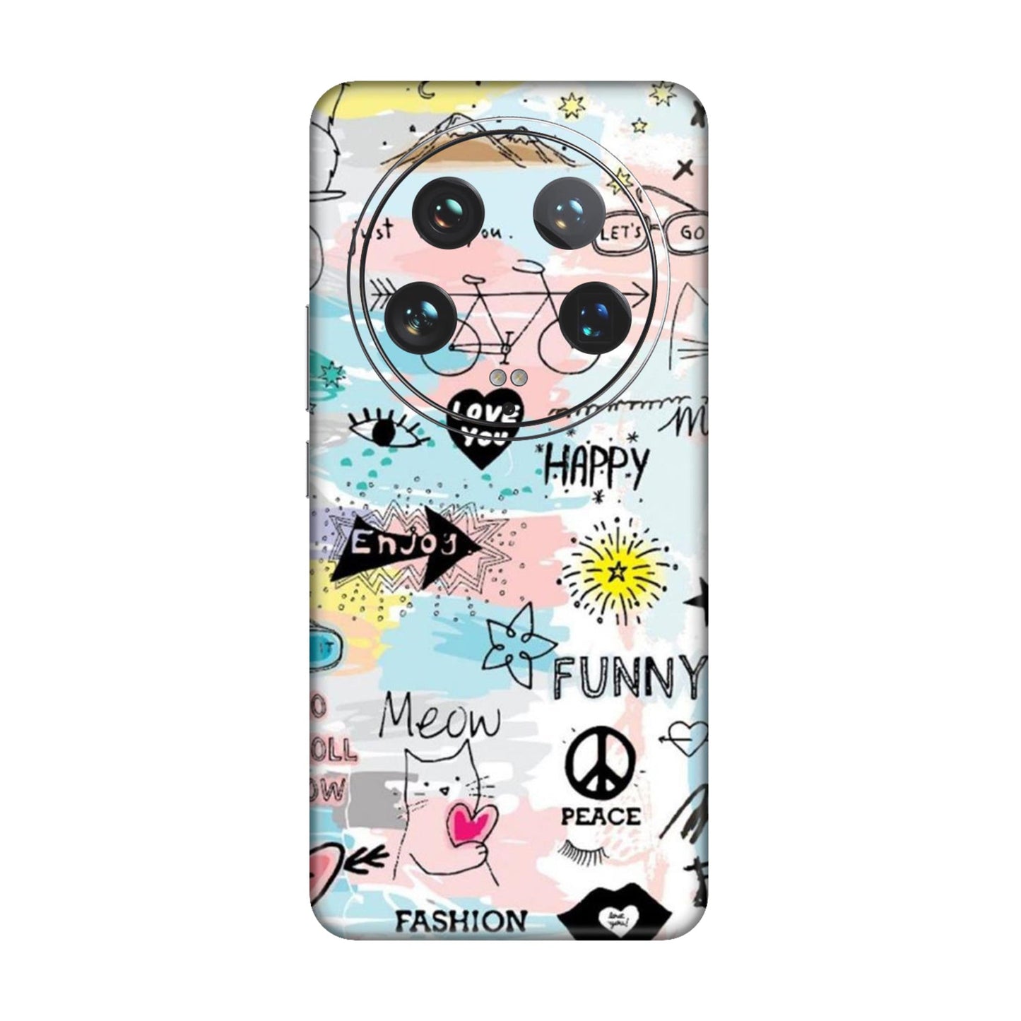 Cat Doodles Pastel Mobile Skin For Xiaomi 14 Ultra 5g