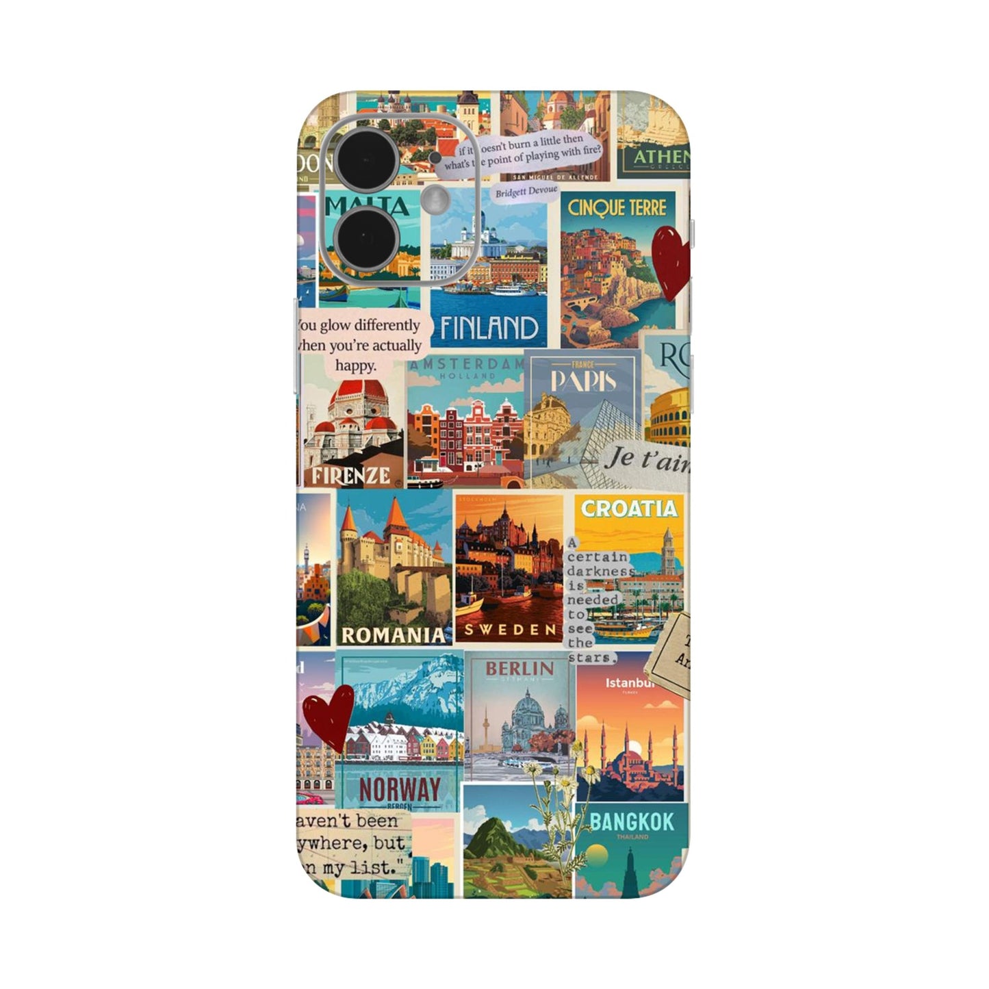 Vintage Travel Sticker Bomb Mobile Skin For iPhone 12