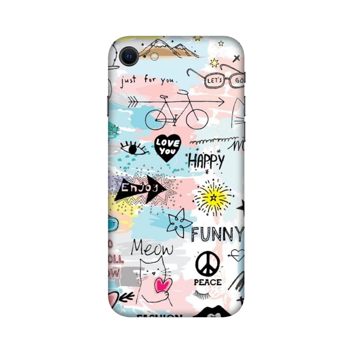 Cat Doodles Pastel Mobile Skin For iPhone SE