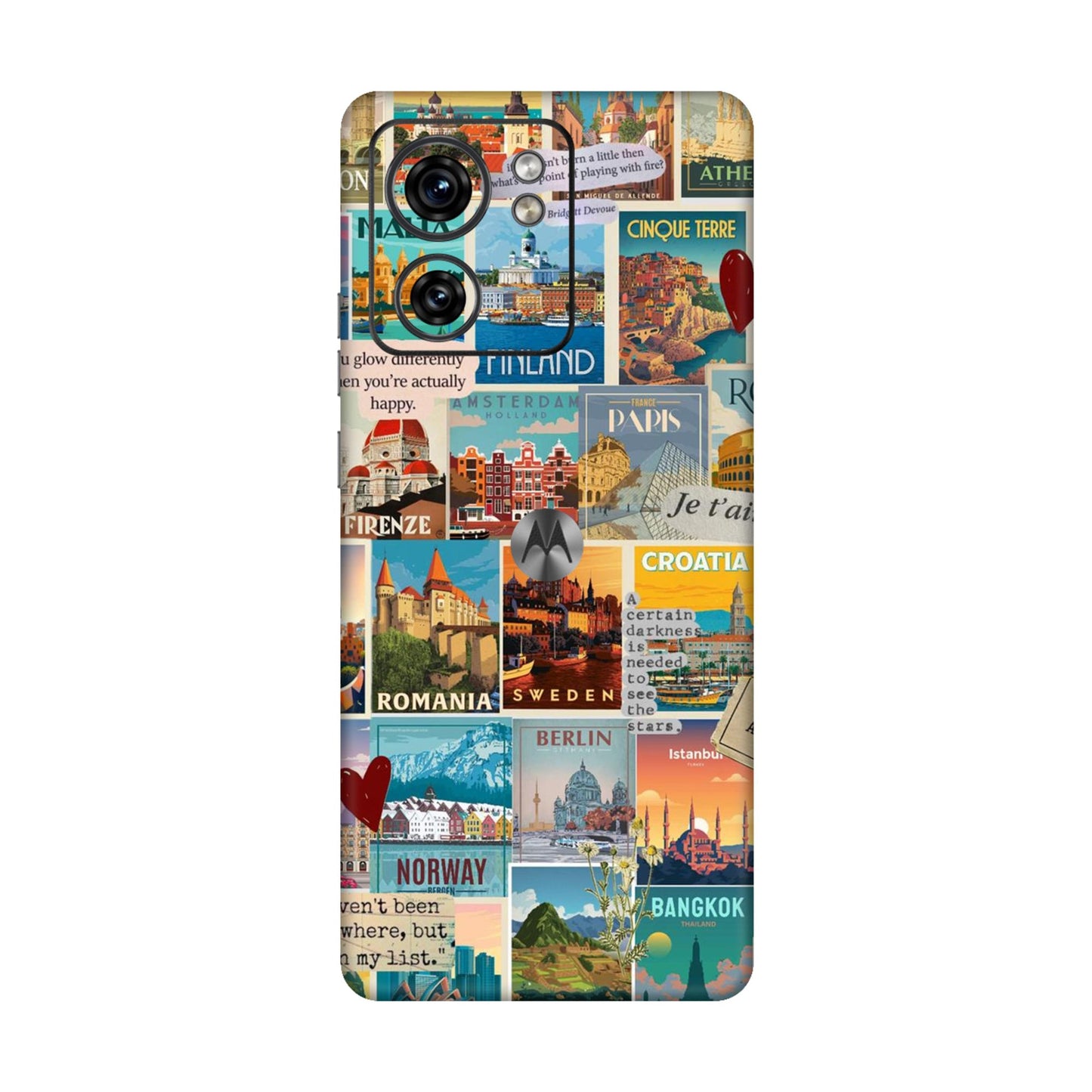 Vintage Travel Sticker Bomb Mobile Skin For Motorola Edge 40
