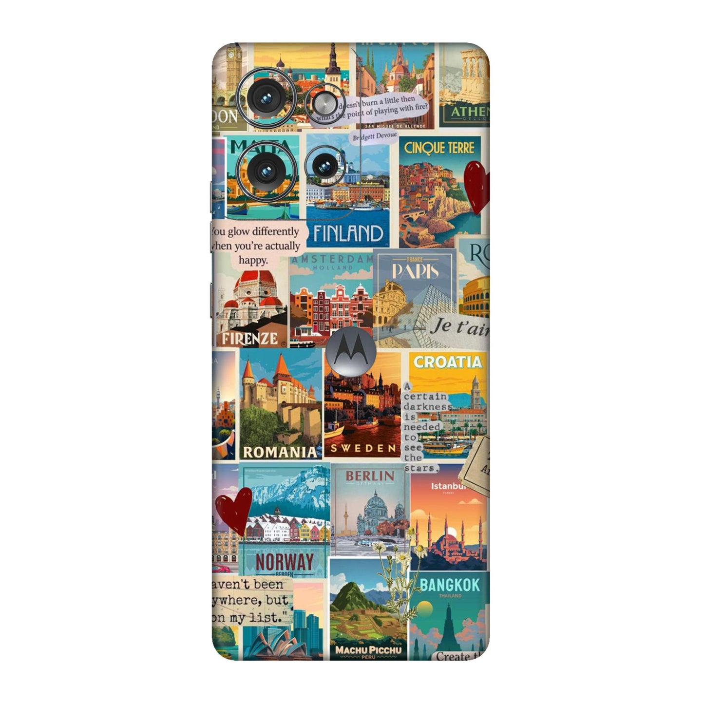 Vintage Travel Sticker Bomb Mobile Skin For Motorola Edge 50