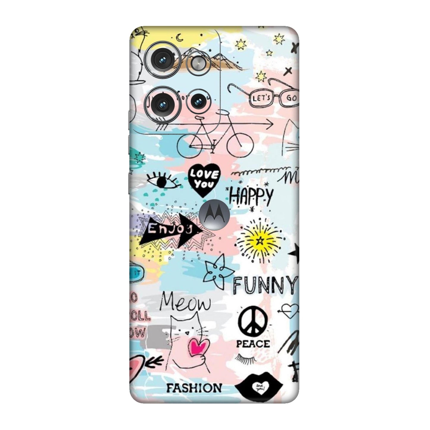Cat Doodles Pastel Mobile Skin For Motorola Edge 50