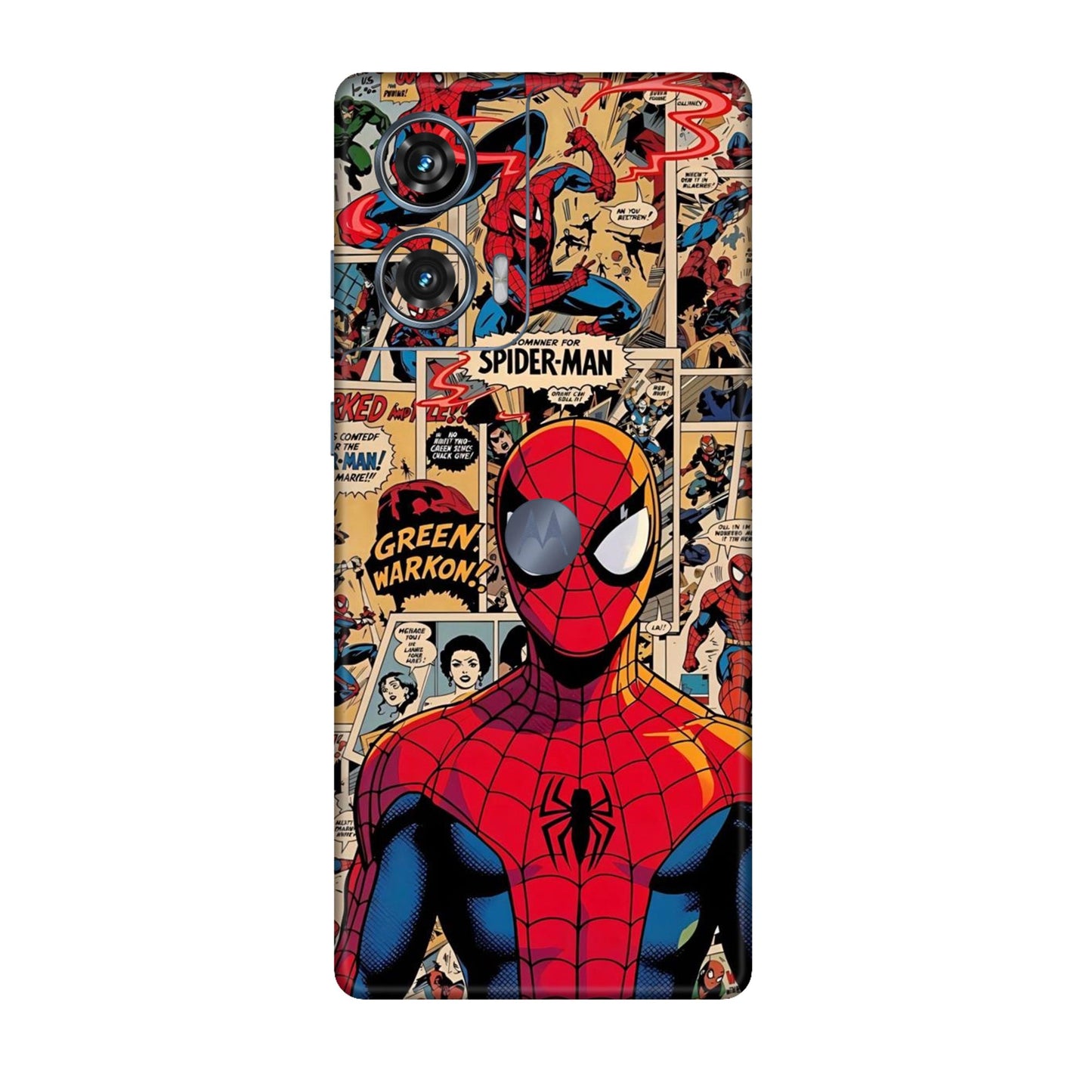 Vintage Comic Panel Spider Man Mobile Skin For Motorola Edge 50 Fusion