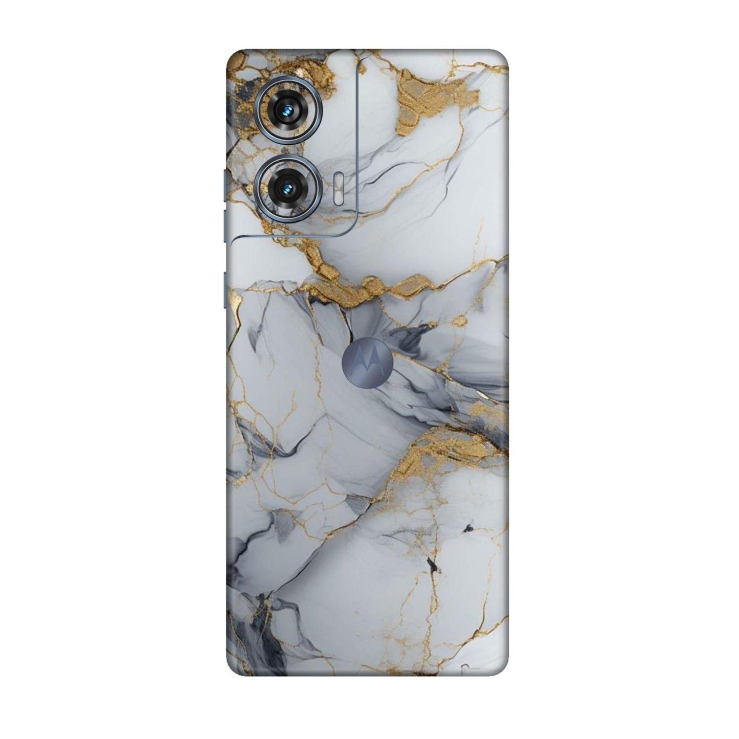White Gold Luxury Marble Mobile Skin For Motorola Edge 50 Fusion