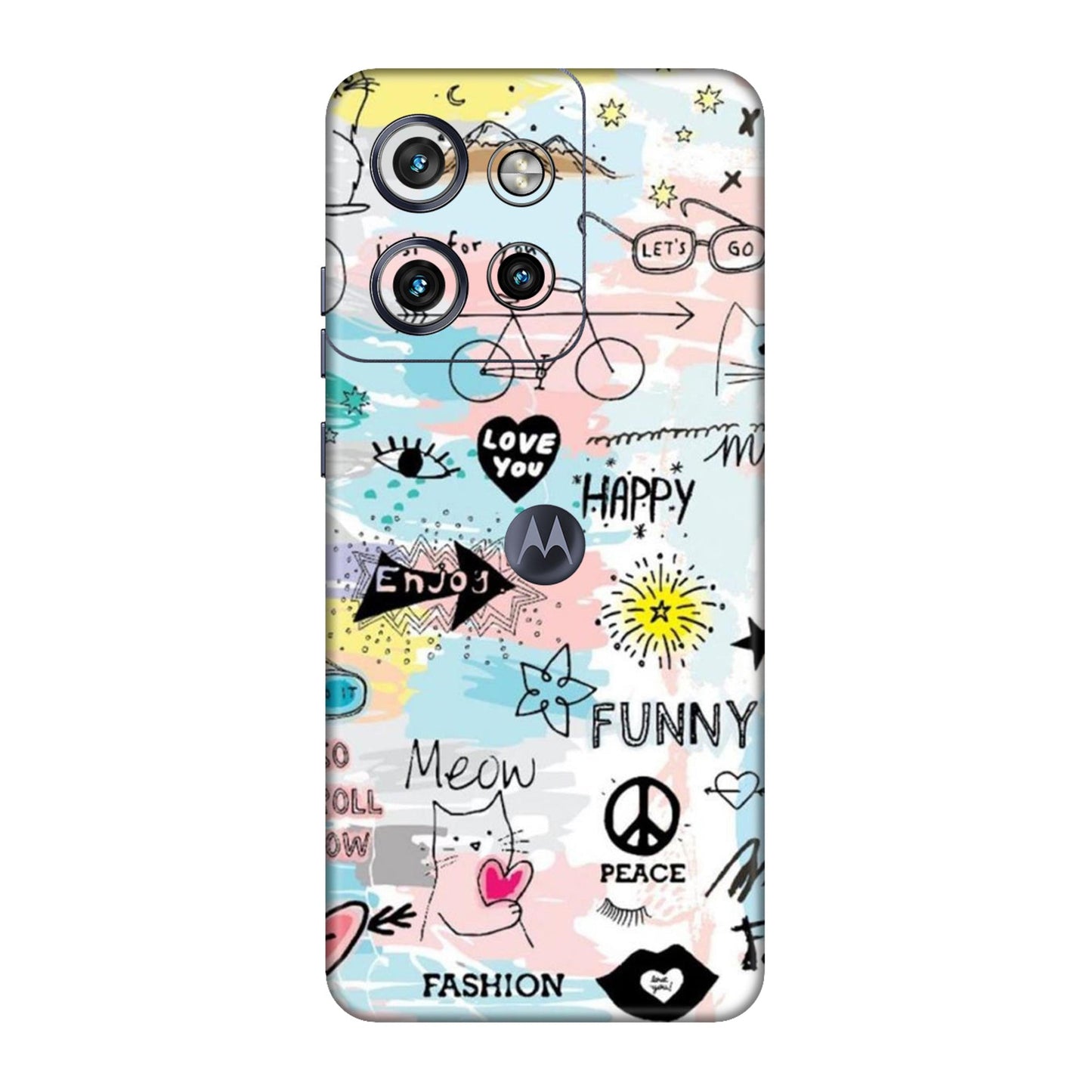 Cat Doodles Pastel Mobile Skin For Motorola Edge 50 Neo