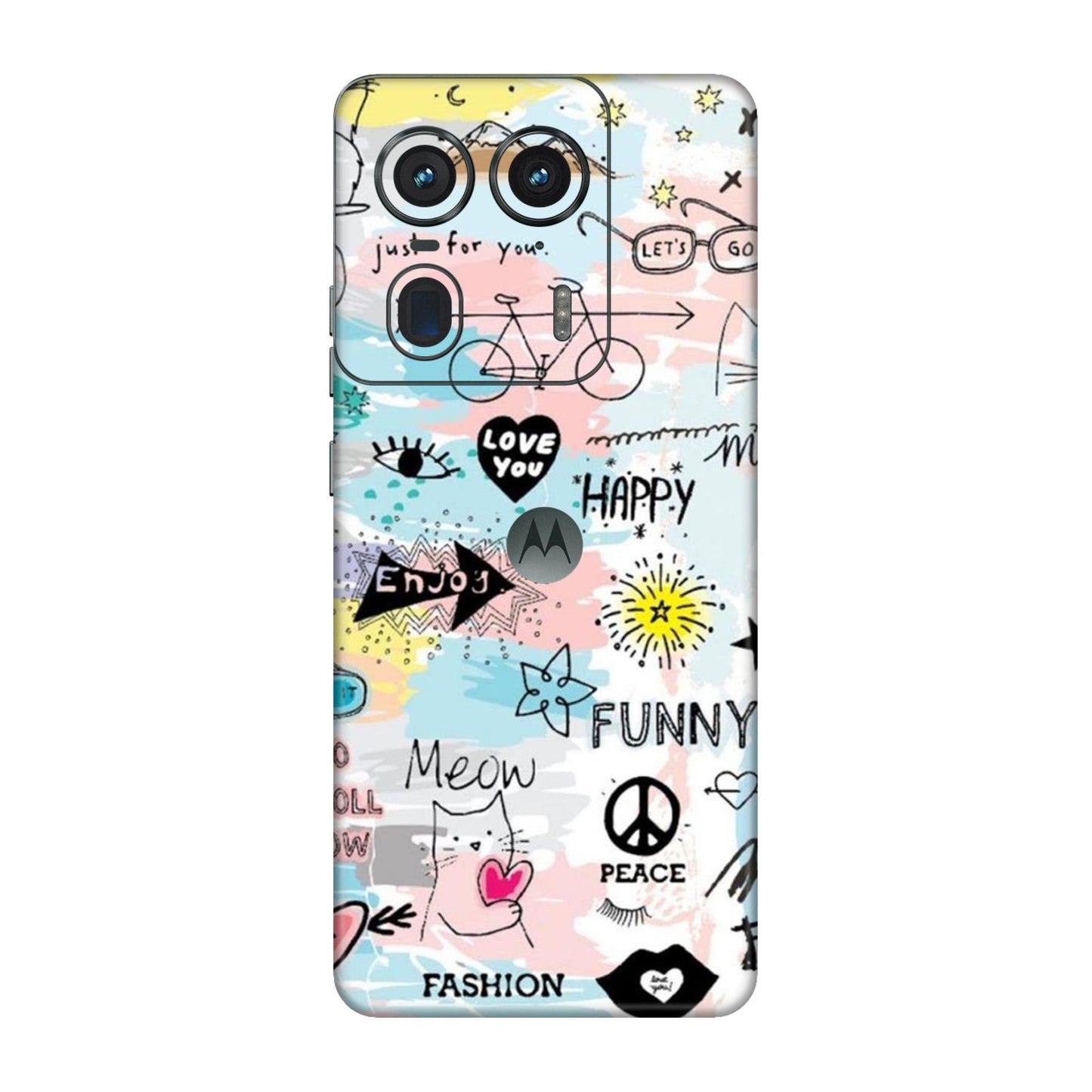 Cat Doodles Pastel Mobile Skin For Motorola Edge 50 Ultra