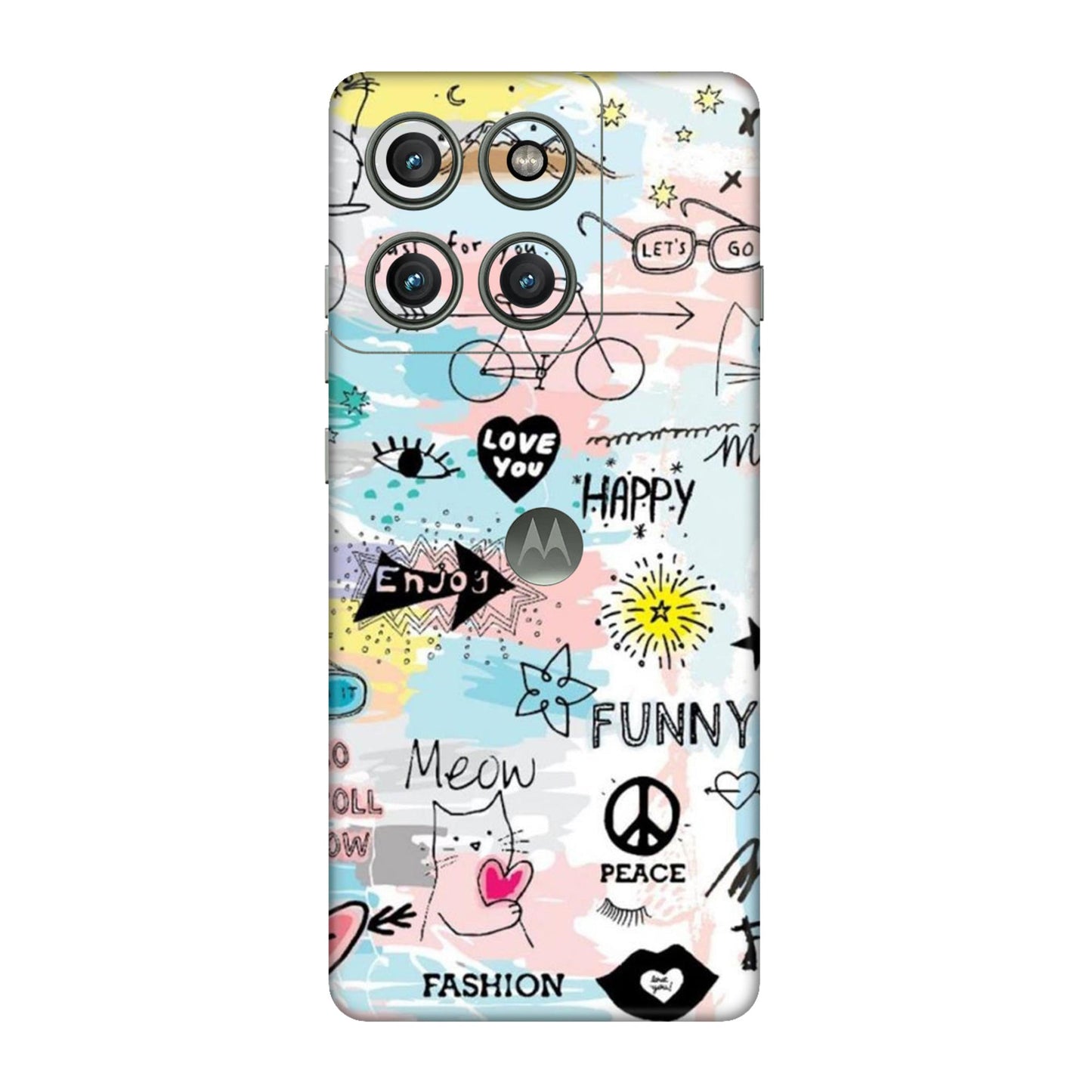 Cat Doodles Pastel Mobile Skin For Motorola Edge 60 Pro