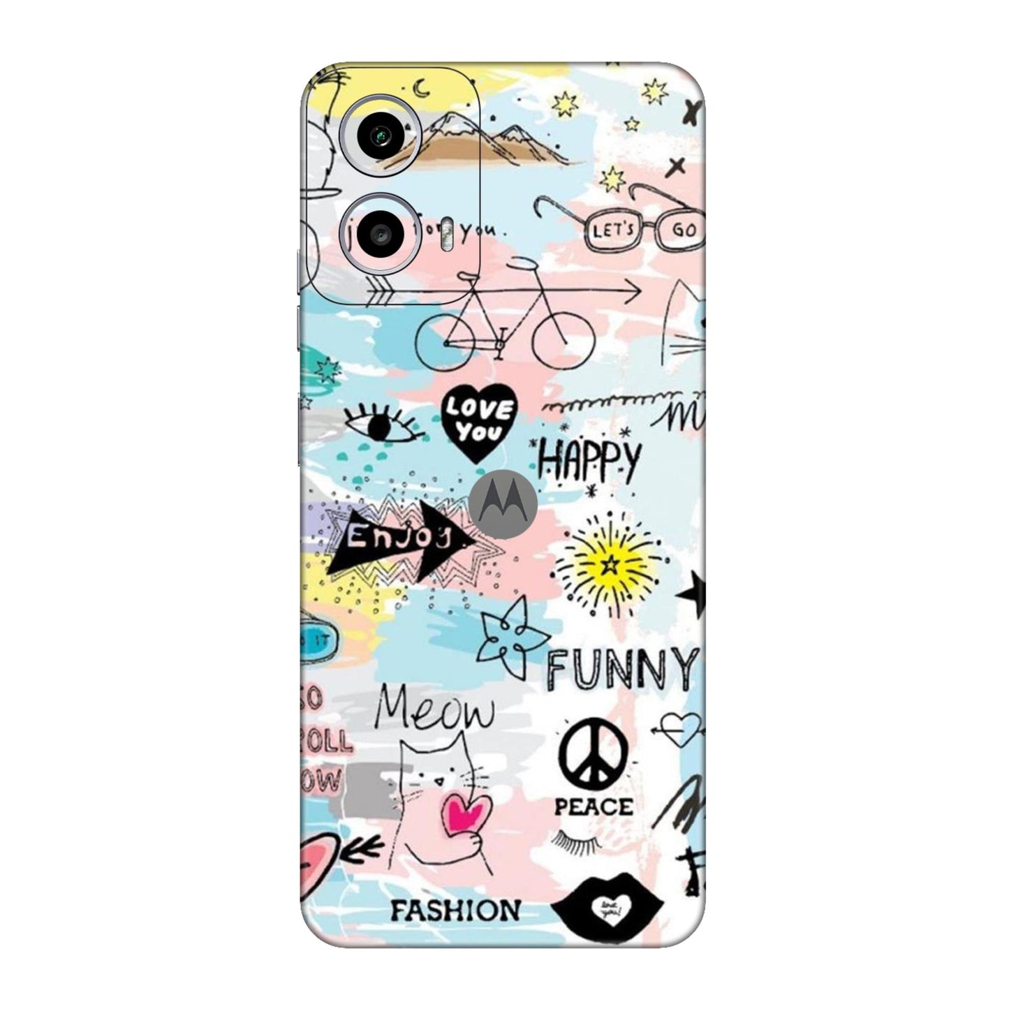 Cat Doodles Pastel Mobile Skin For Motorola G34
