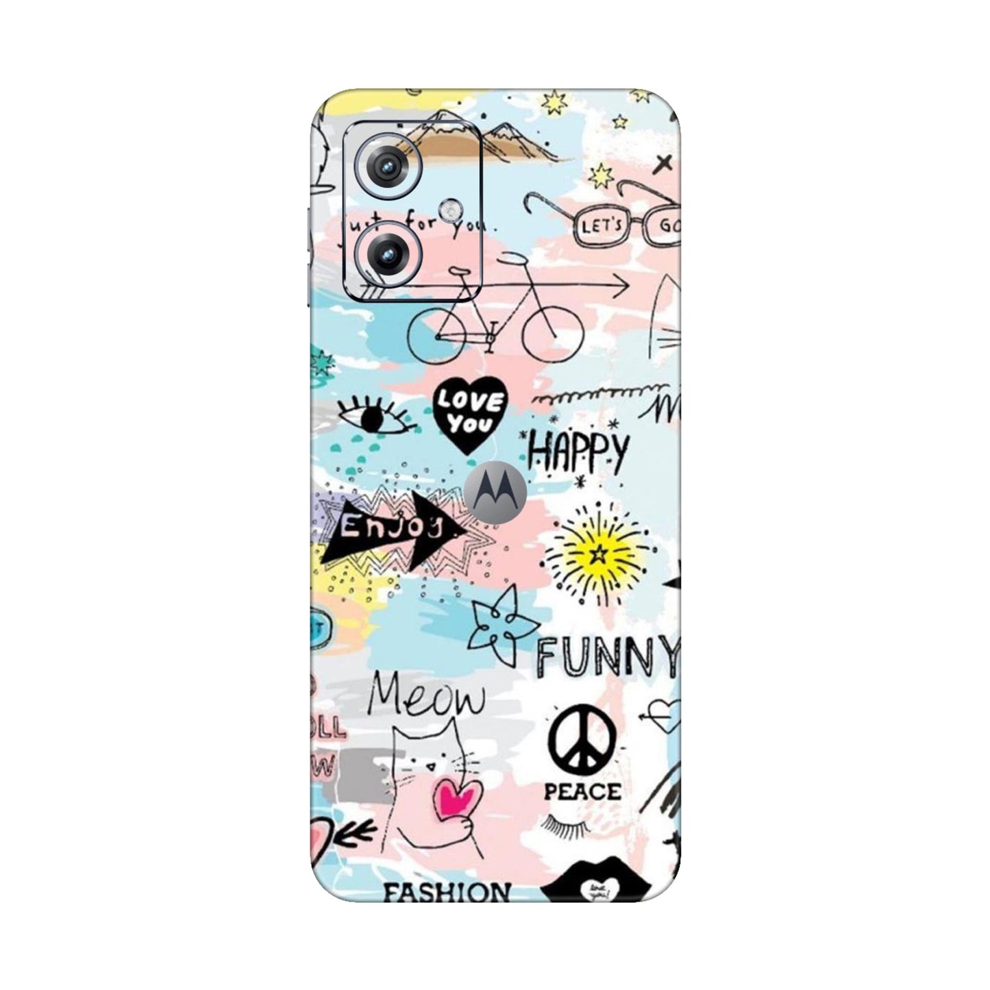 Cat Doodles Pastel Mobile Skin For Motorola G54